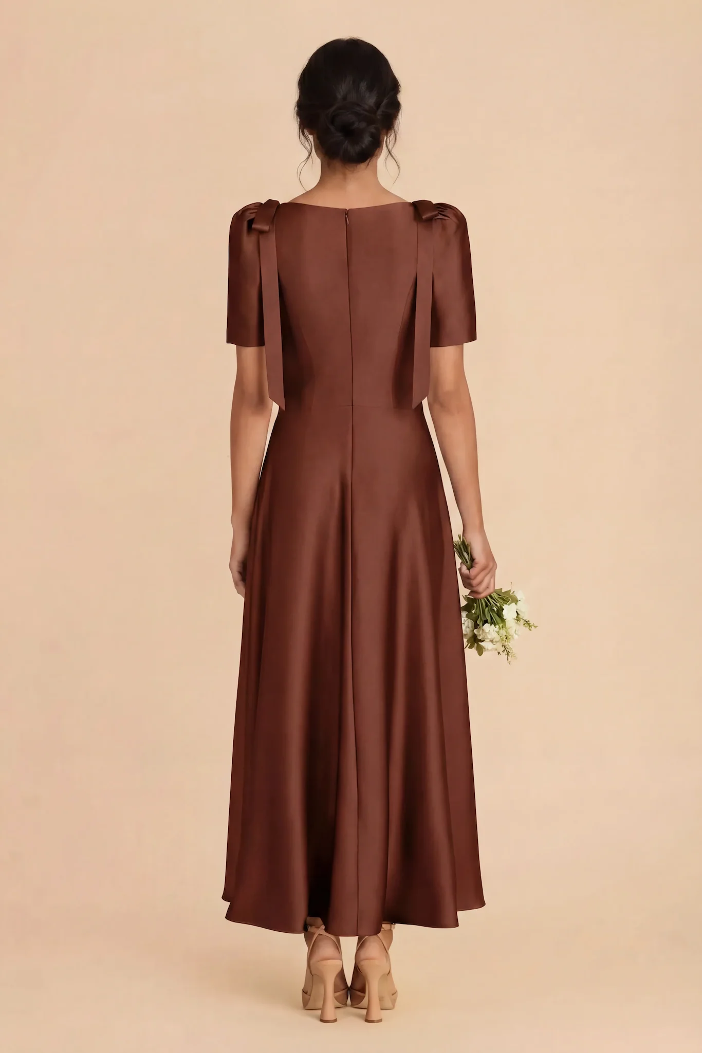 Jacqueline Matte Satin Dress - Cognac - Image 6