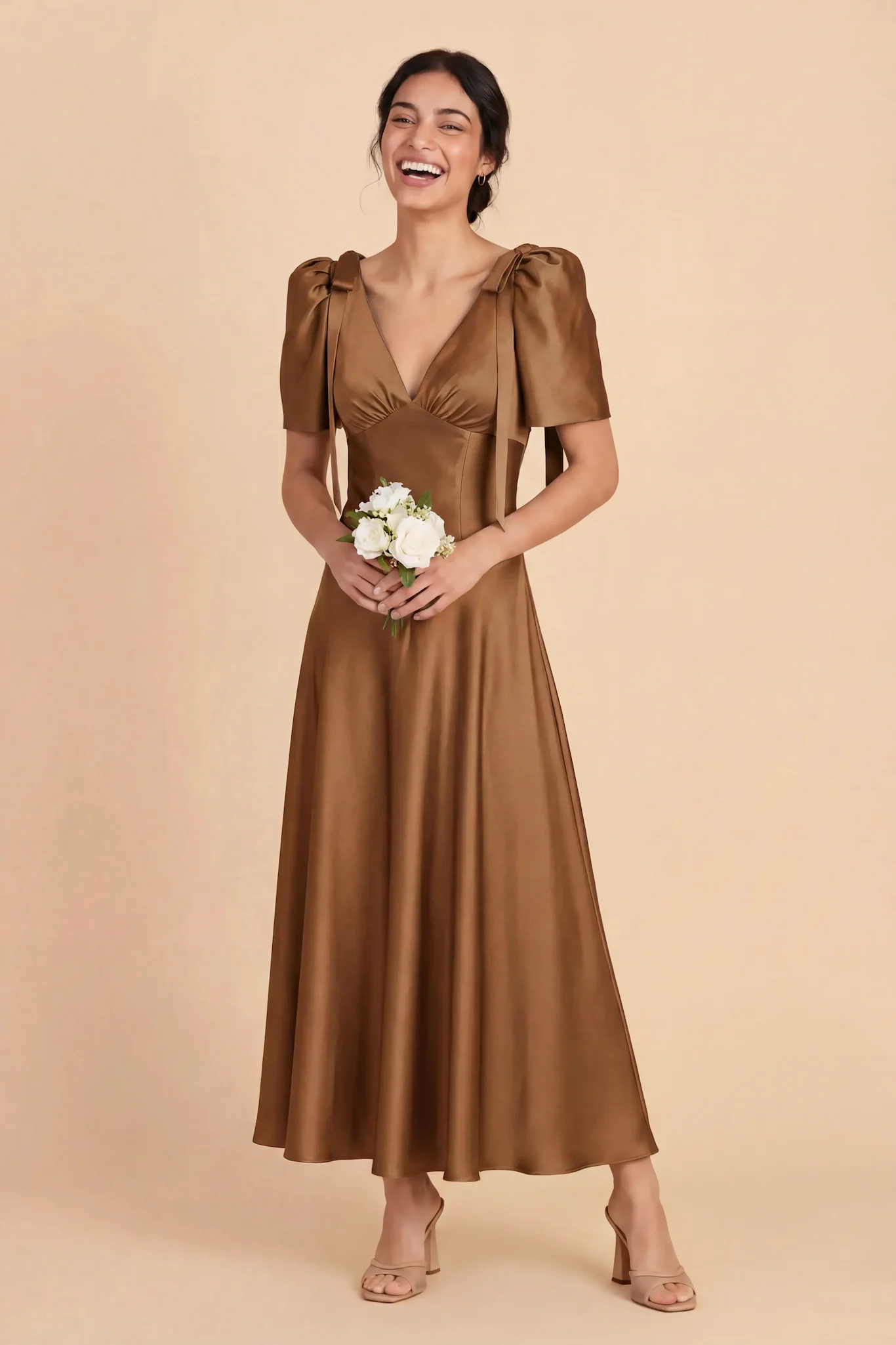Jacqueline Matte Satin Dress - Copper - Image 3
