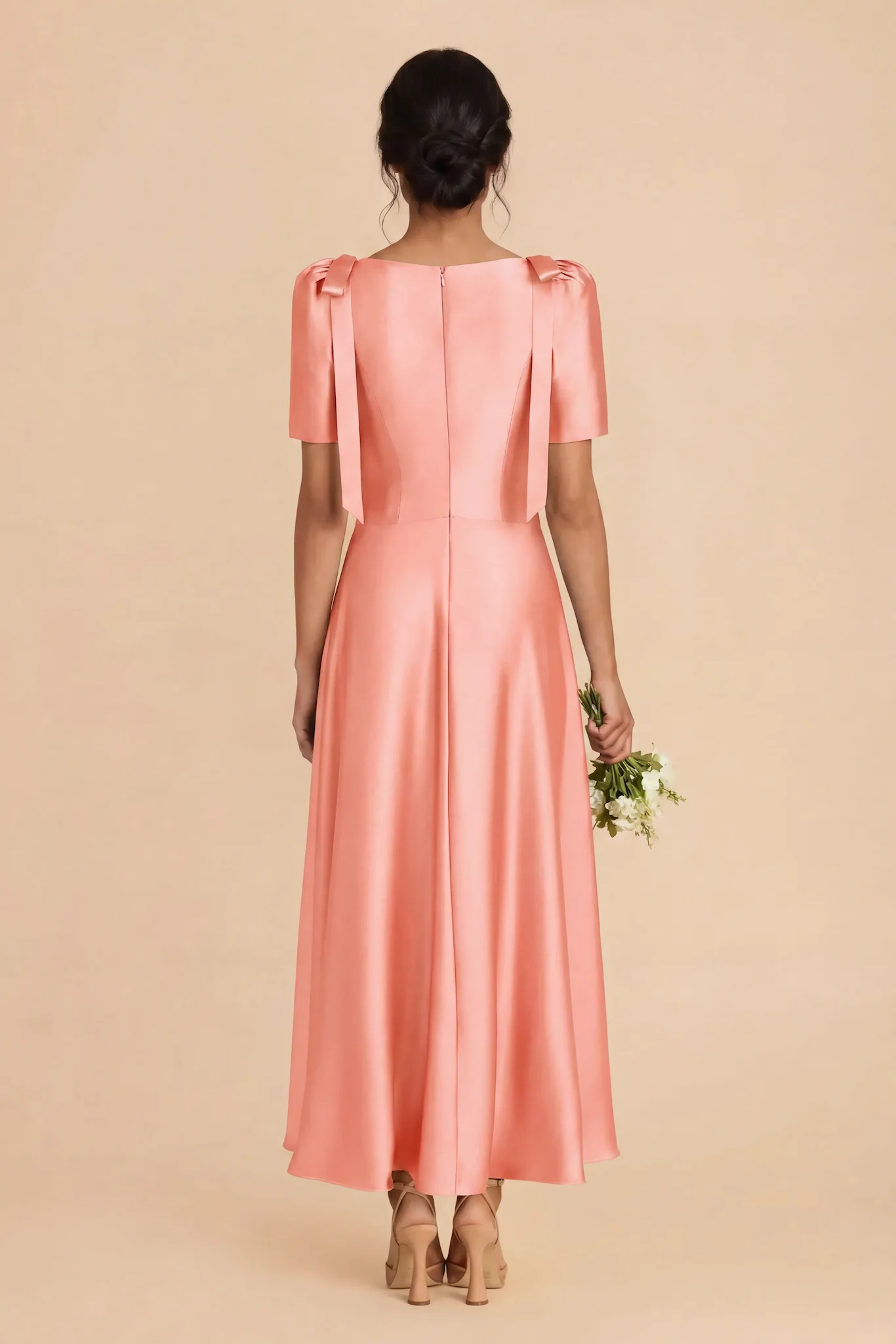 Jacqueline Matte Satin Dress - Coral Pink - Image 6