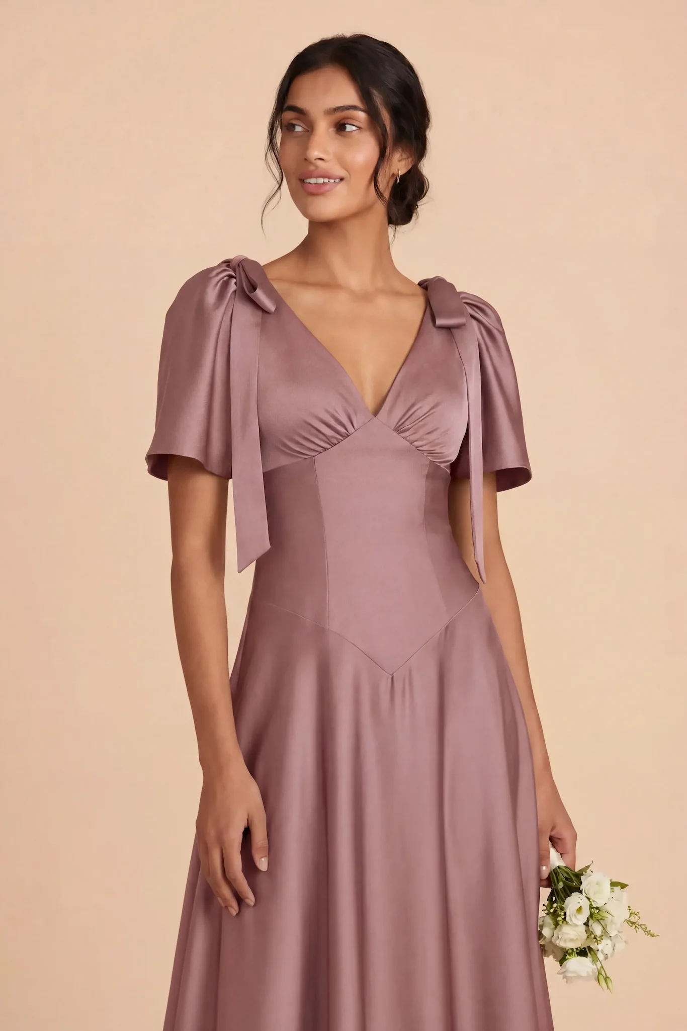Jacqueline Matte Satin Dress - Dark Mauve - Image 4