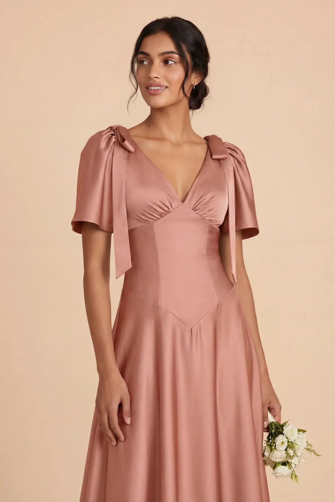 Jacqueline Matte Satin Dress - Desert Rose - Image 4