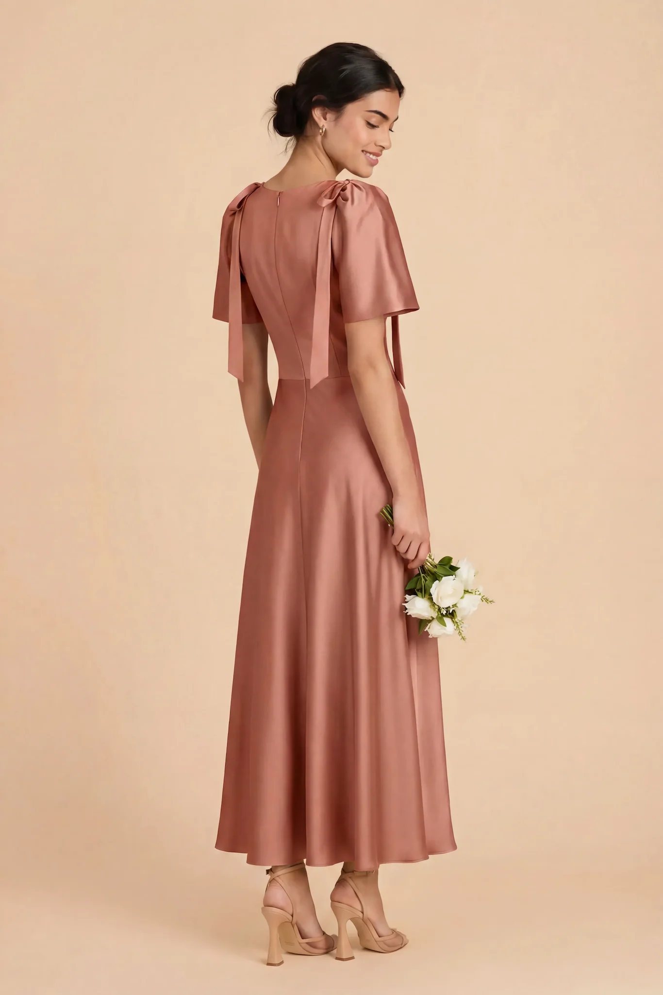 Jacqueline Matte Satin Dress - Desert Rose - Image 5