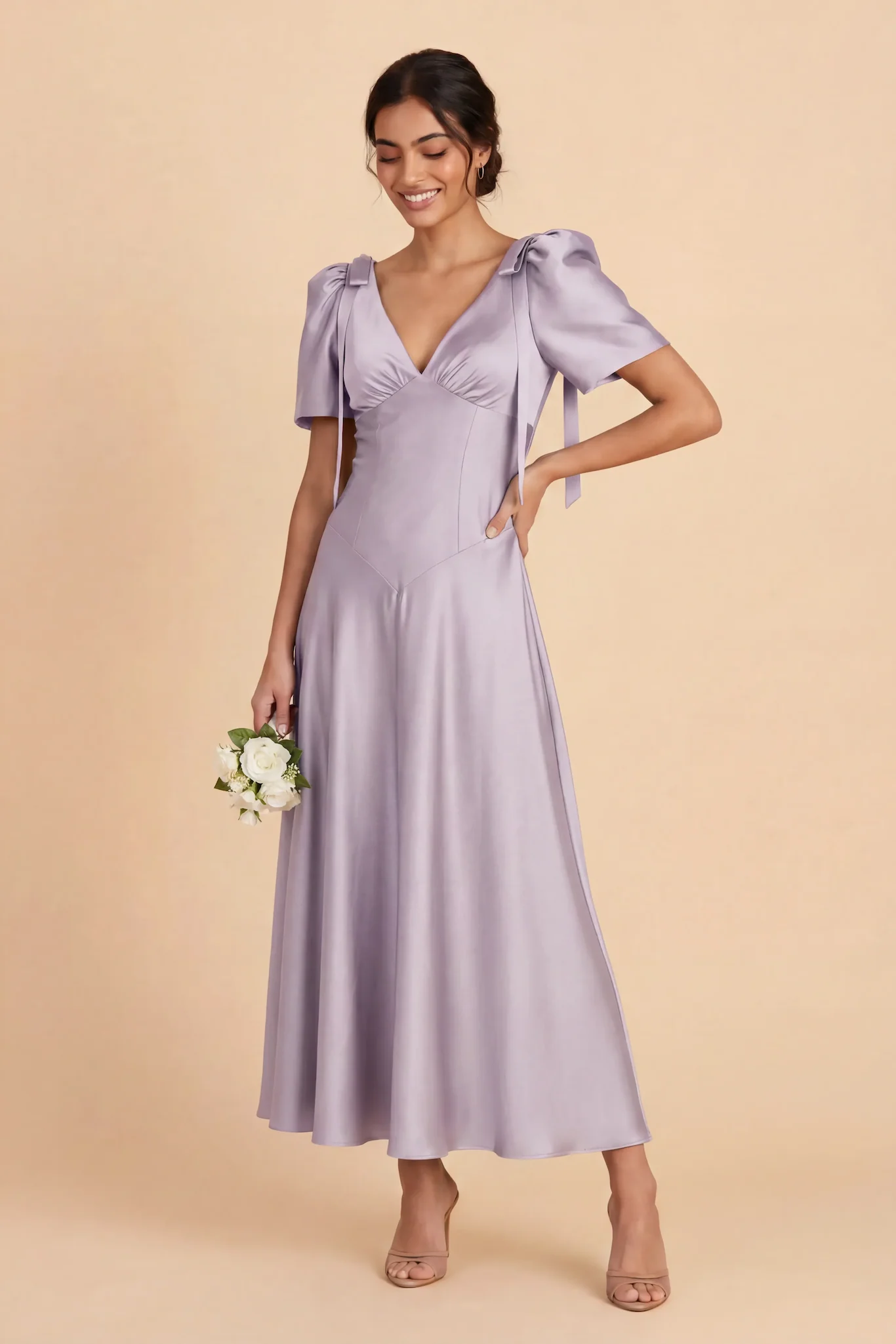 Jacqueline Matte Satin Dress - Dusty Lilac - Image 2