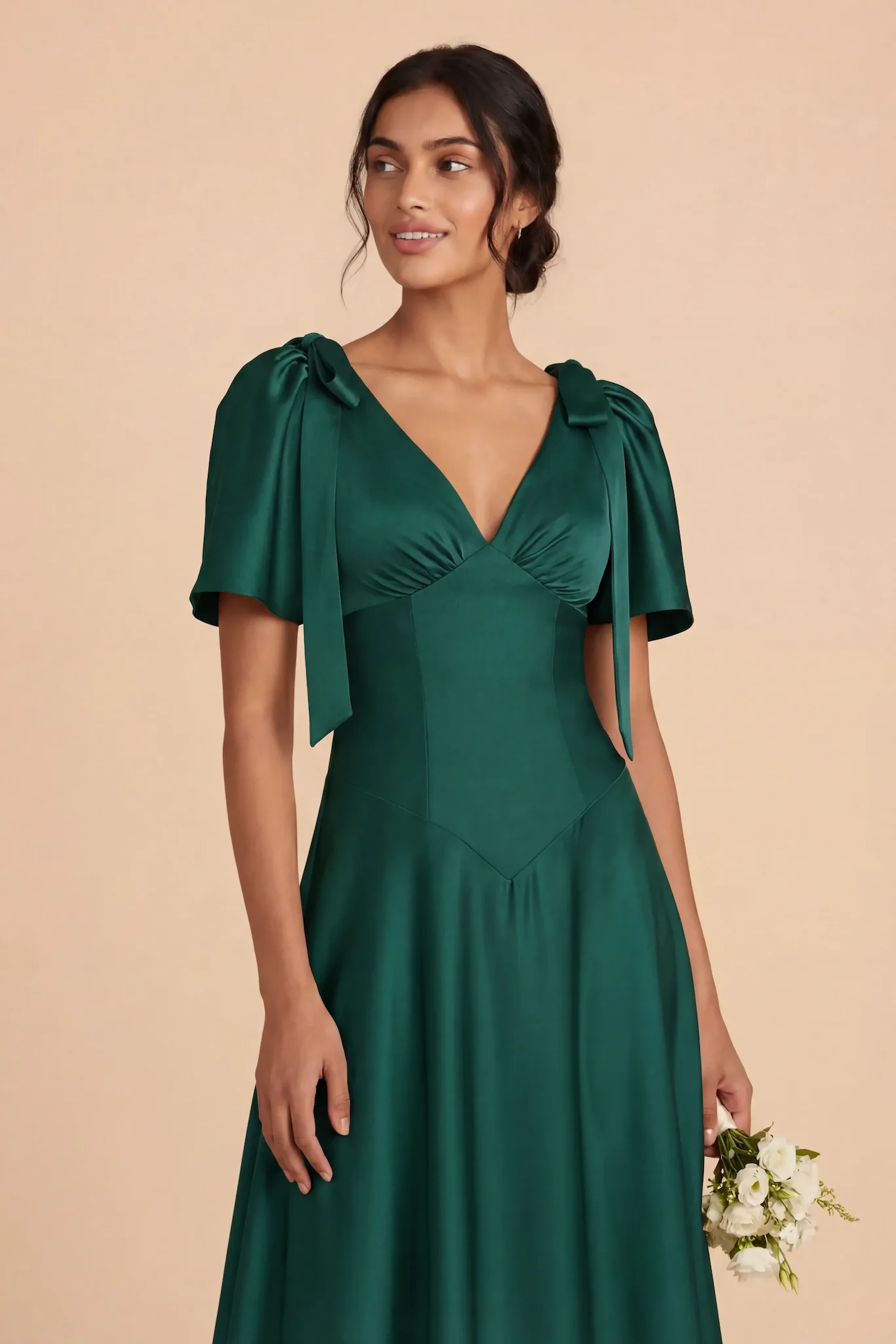 Jacqueline Matte Satin Dress - Emerald - Image 3
