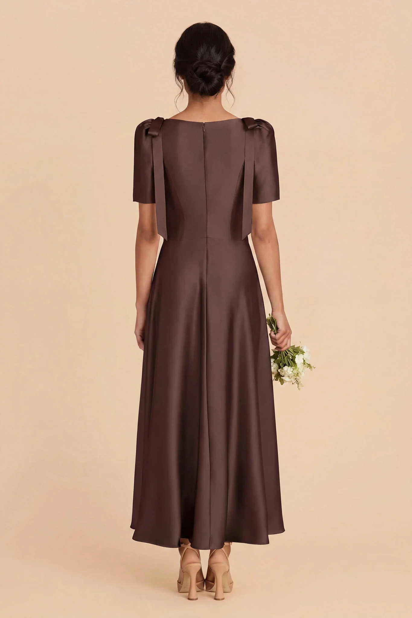 Jacqueline Matte Satin Dress - Espresso - Image 6
