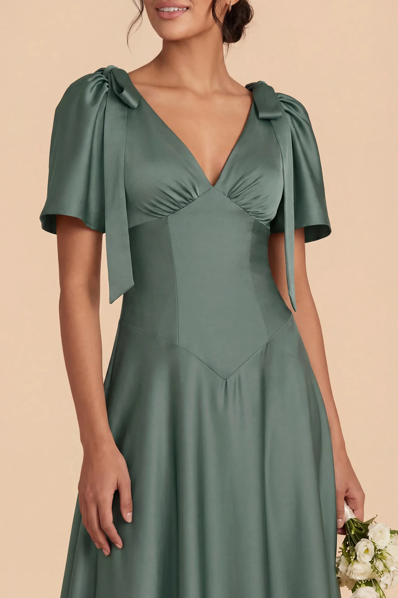 Jacqueline Matte Satin Dress - Eucalyptus - Image 4