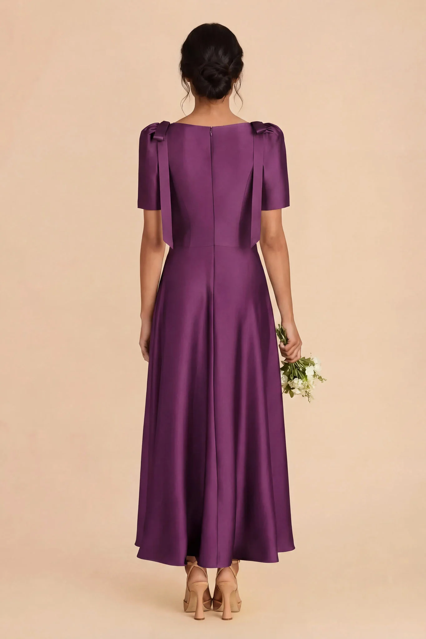 Jacqueline Matte Satin Dress - Fig - Image 6