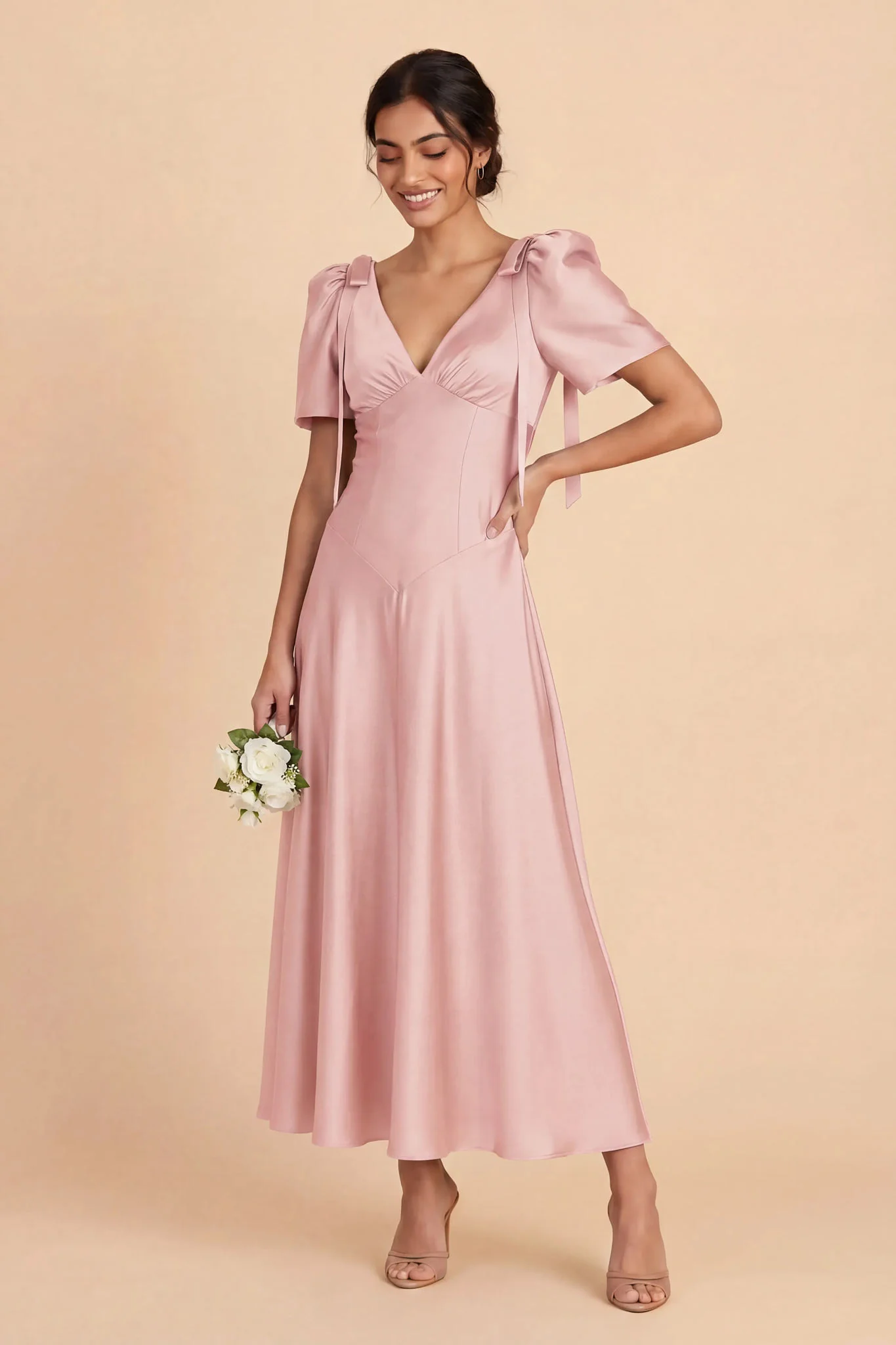 Jacqueline Matte Satin Dress - Fondant Pink - Image 2