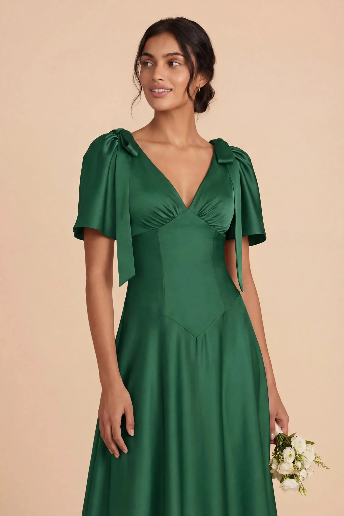 Jacqueline Matte Satin Dress - Forest Green - Image 4