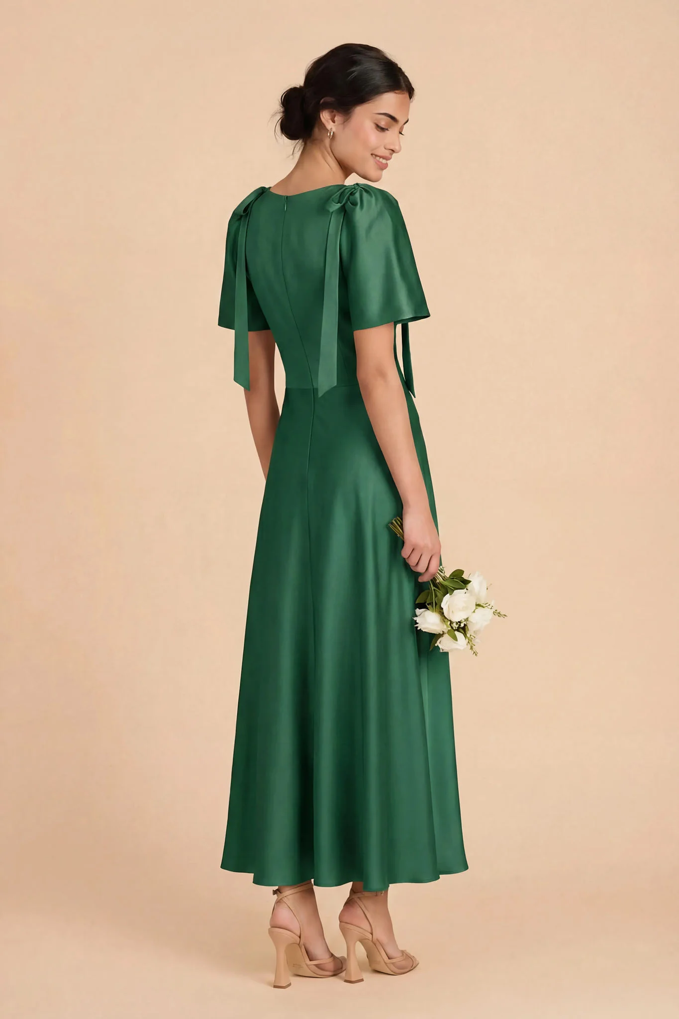 Jacqueline Matte Satin Dress - Forest Green - Image 5
