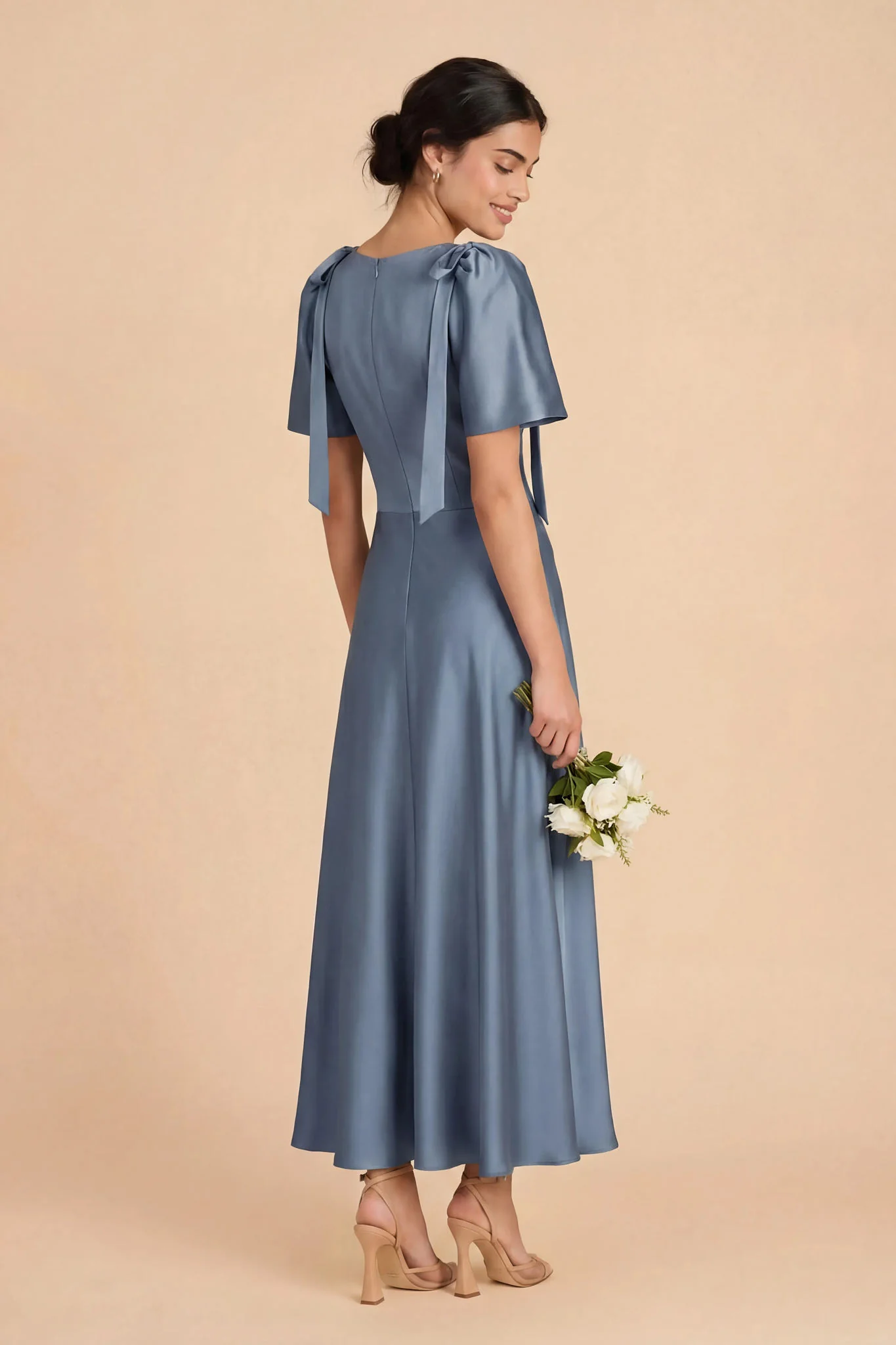 Jacqueline Matte Satin Dress - French Blue - Image 5