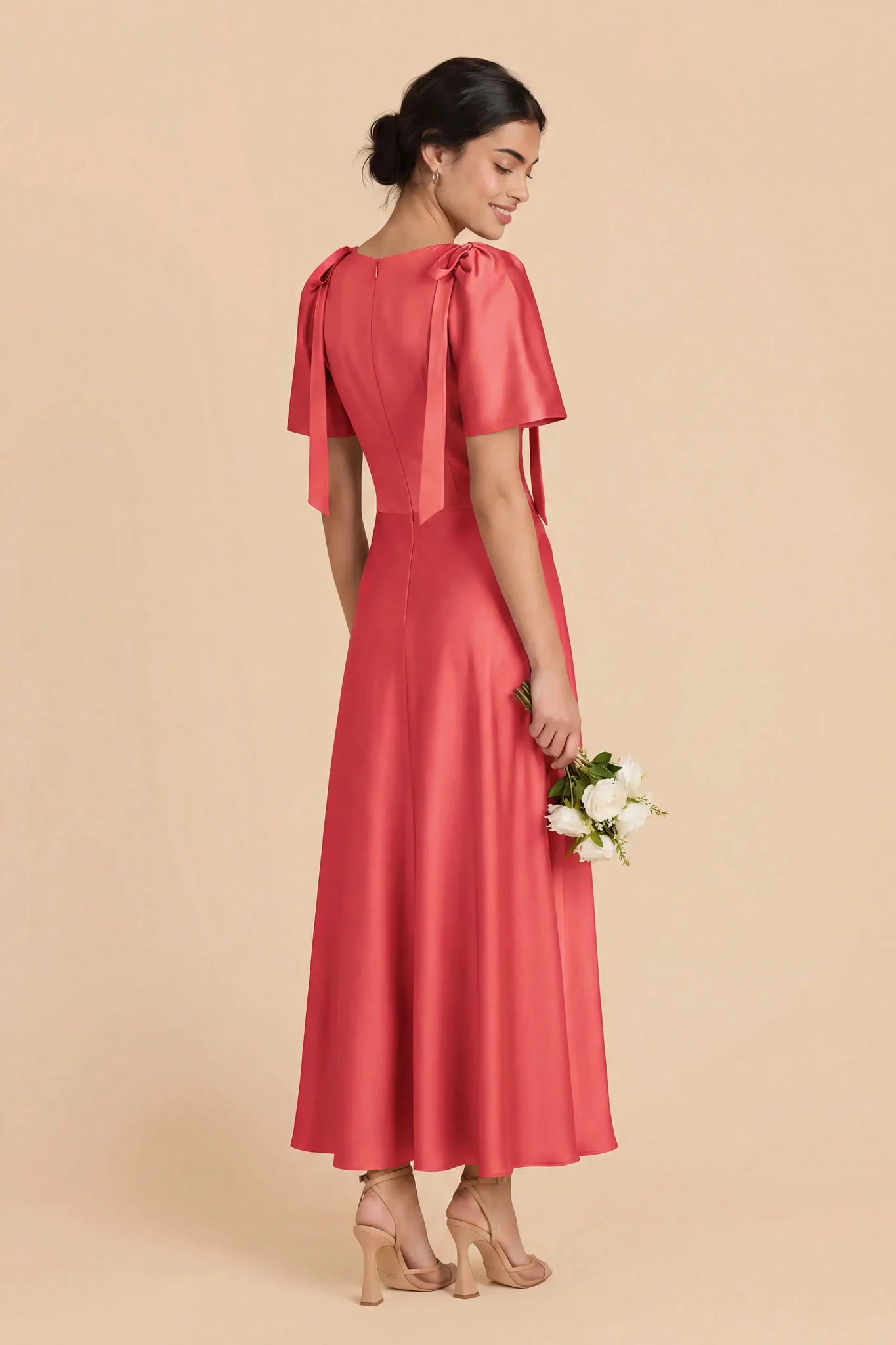 Jacqueline Matte Satin Dress - Guava - Image 5