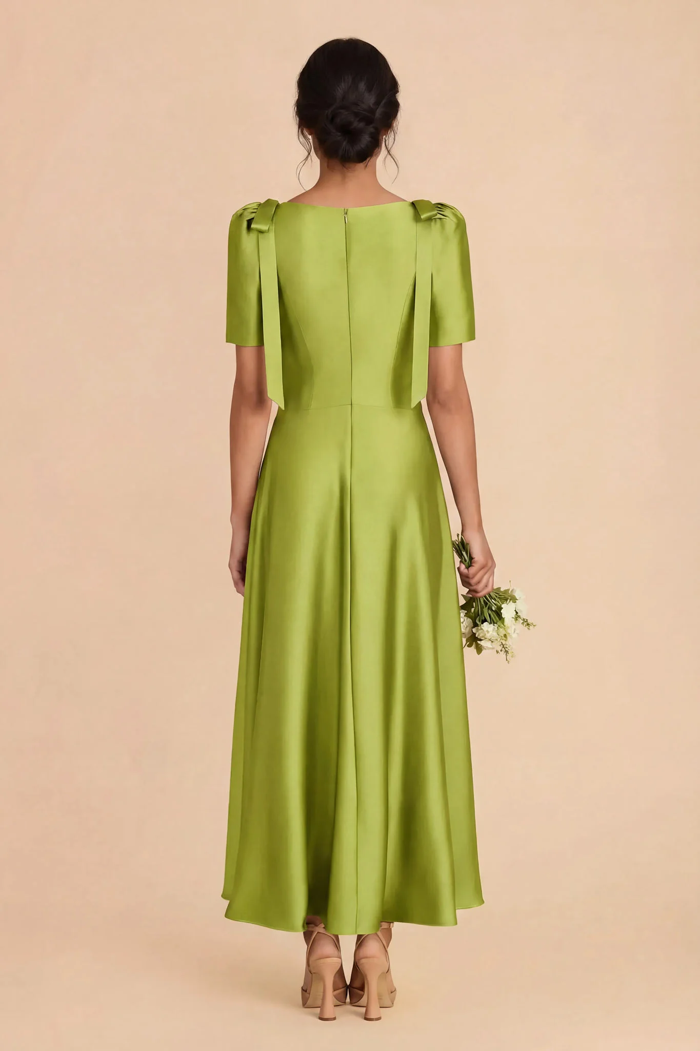 Jacqueline Matte Satin Dress - Matcha - Image 6