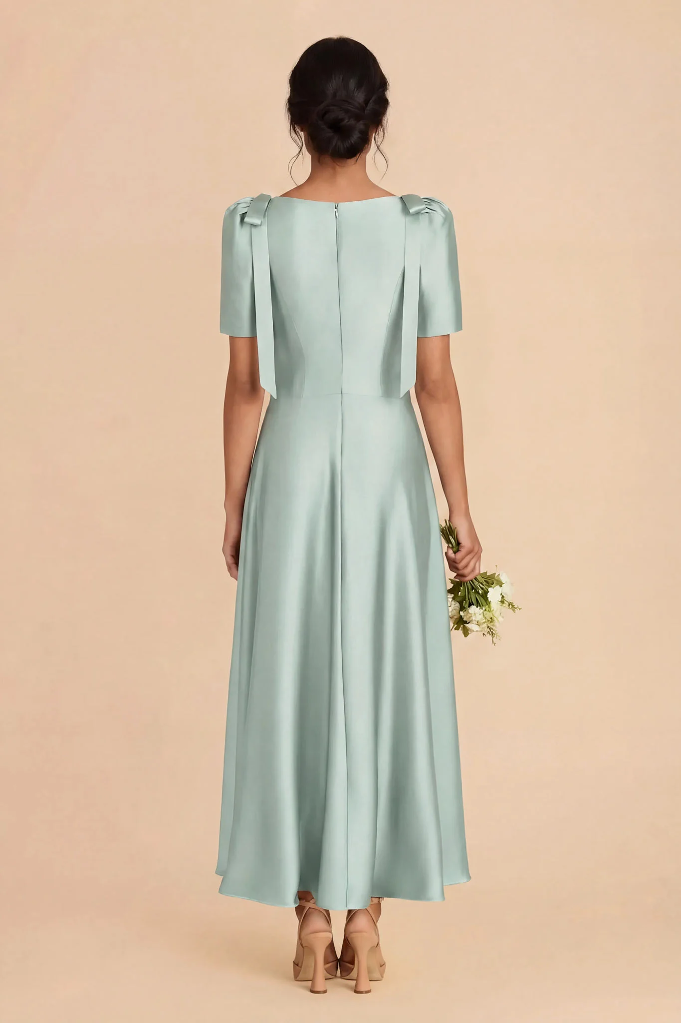 Jacqueline Matte Satin Dress - Mint - Image 6