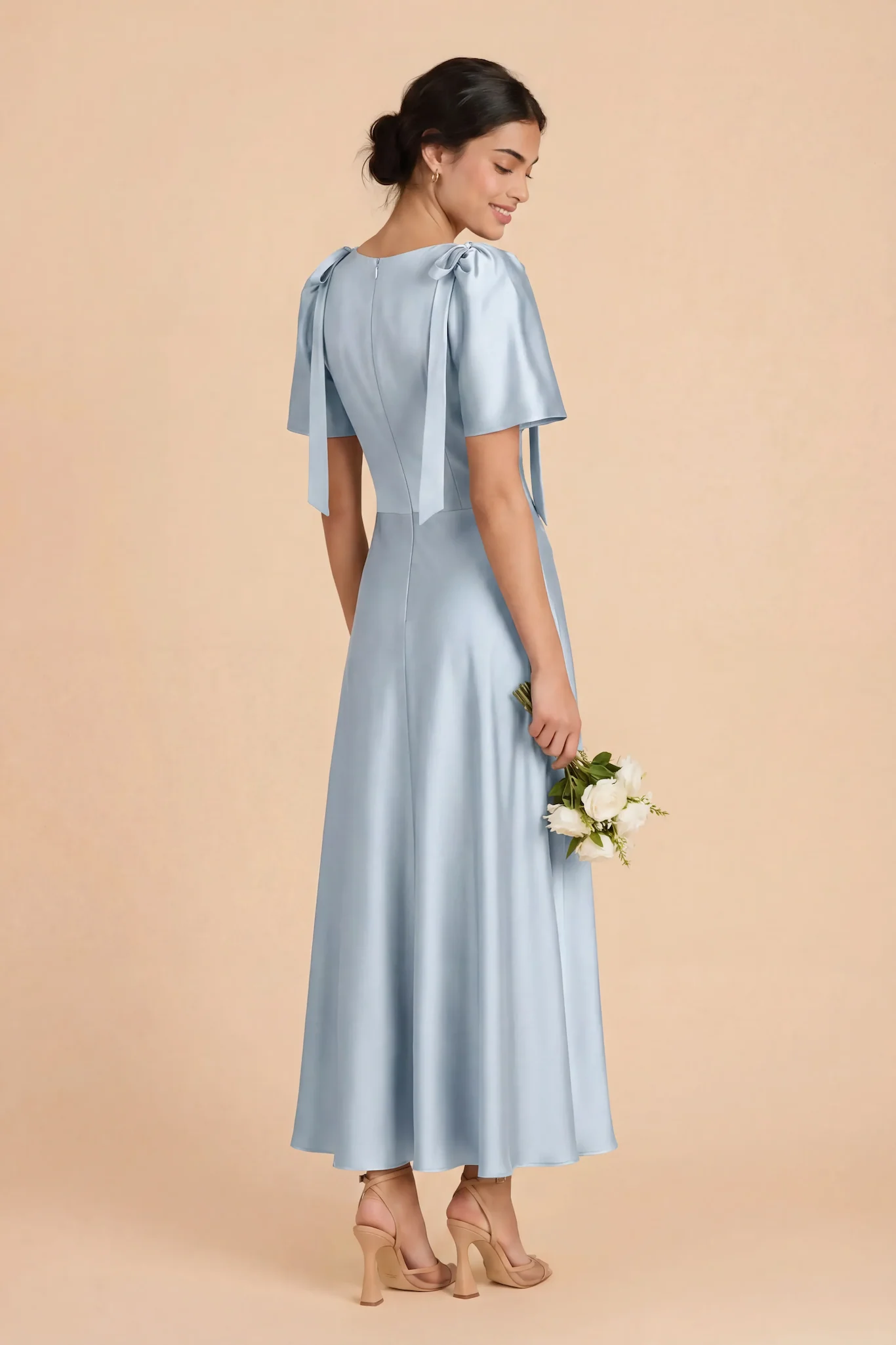 Jacqueline Matte Satin Dress - Mist Blue - Image 5