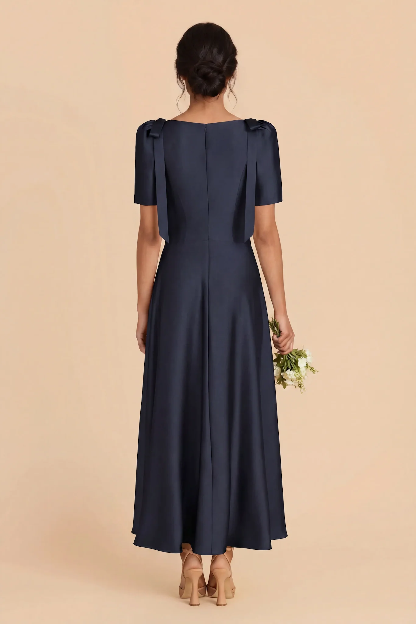 Jacqueline Matte Satin Dress - Navy - Image 6