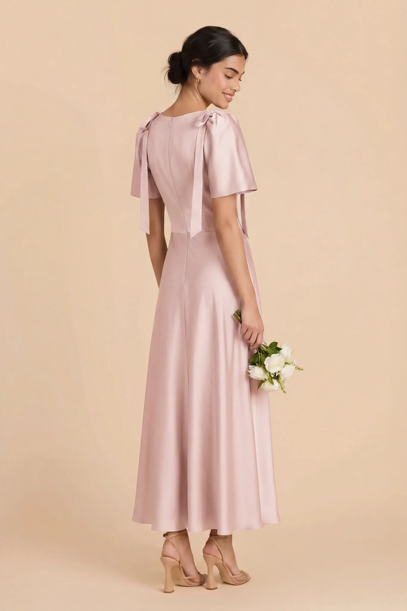 Jacqueline Matte Satin Dress - Pale Blush - Image 5