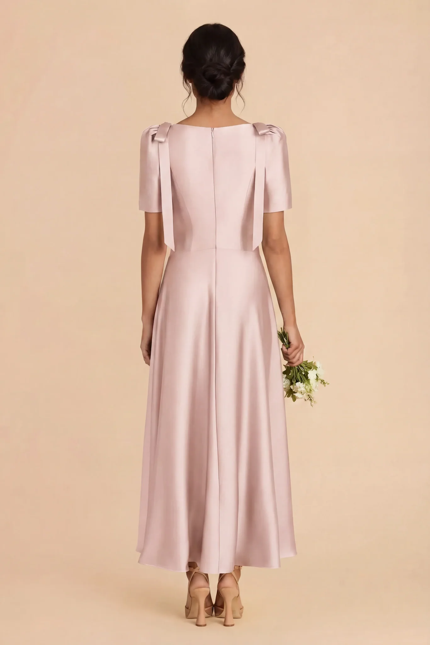Jacqueline Matte Satin Dress - Pale Blush - Image 6
