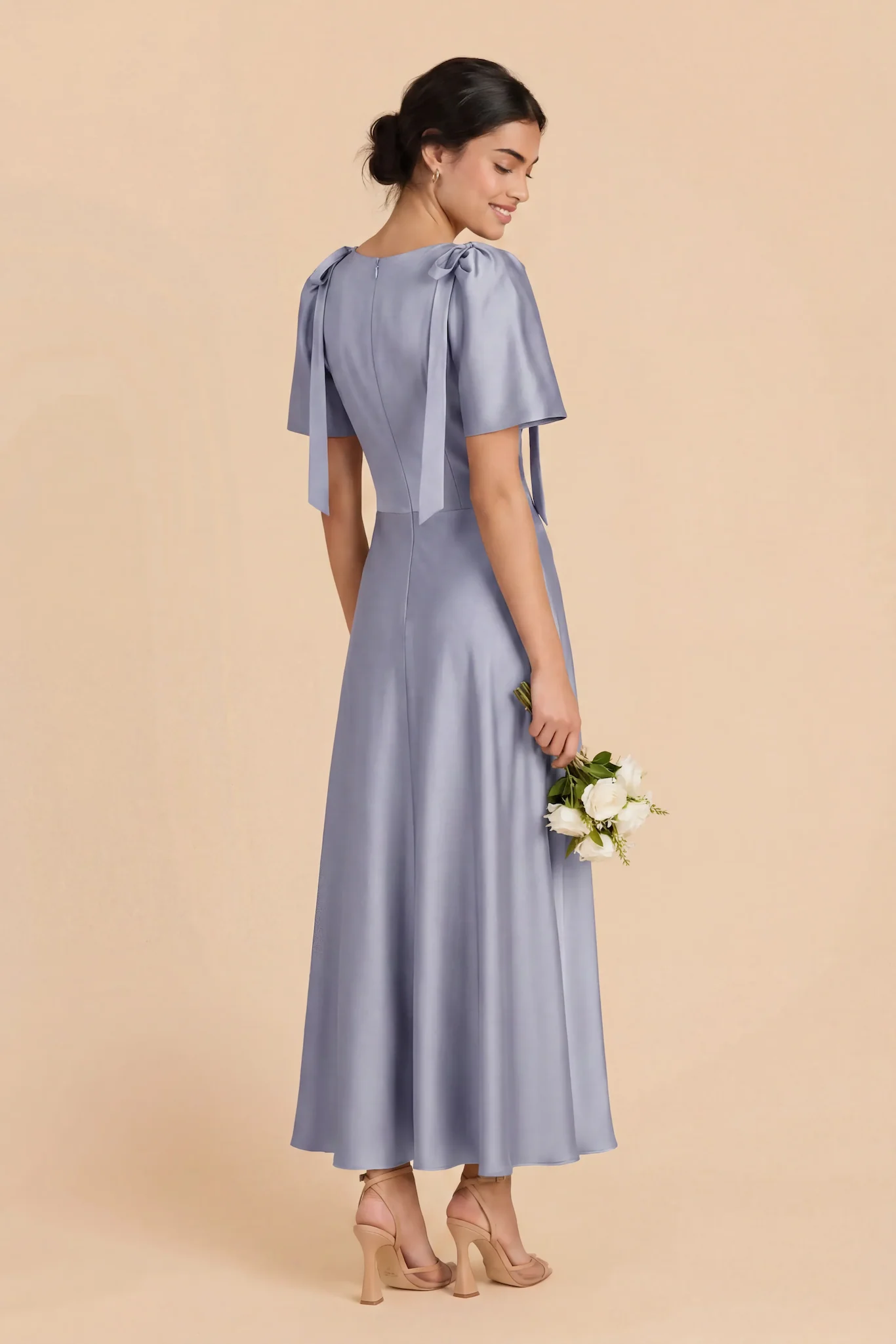 Jacqueline Matte Satin Dress - Periwinkle Blue - Image 5