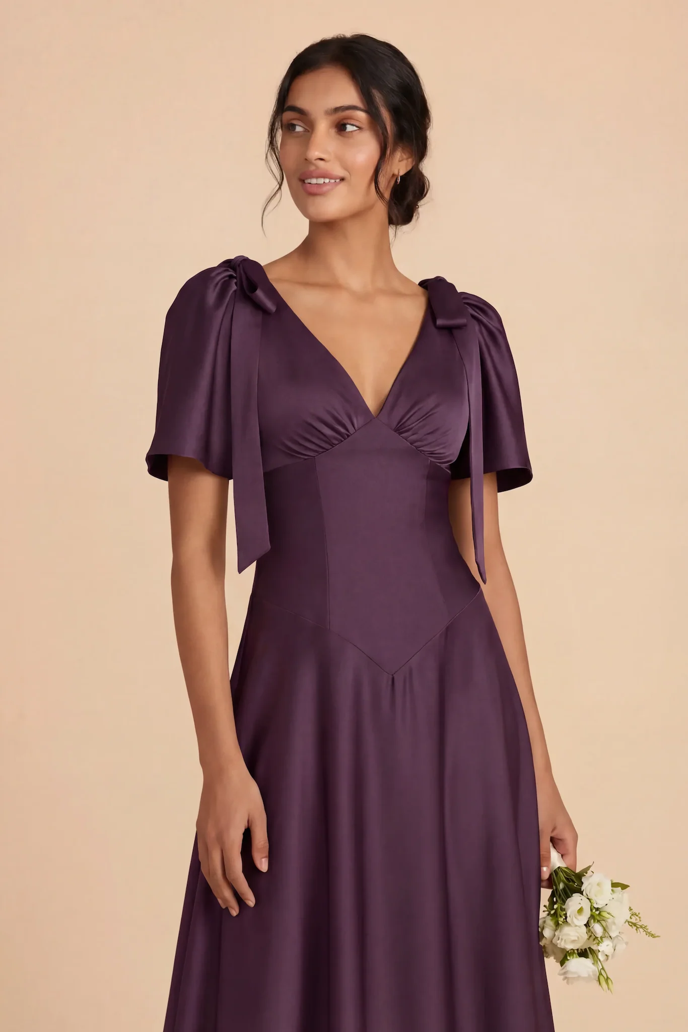 Jacqueline Matte Satin Dress - Plum - Image 4