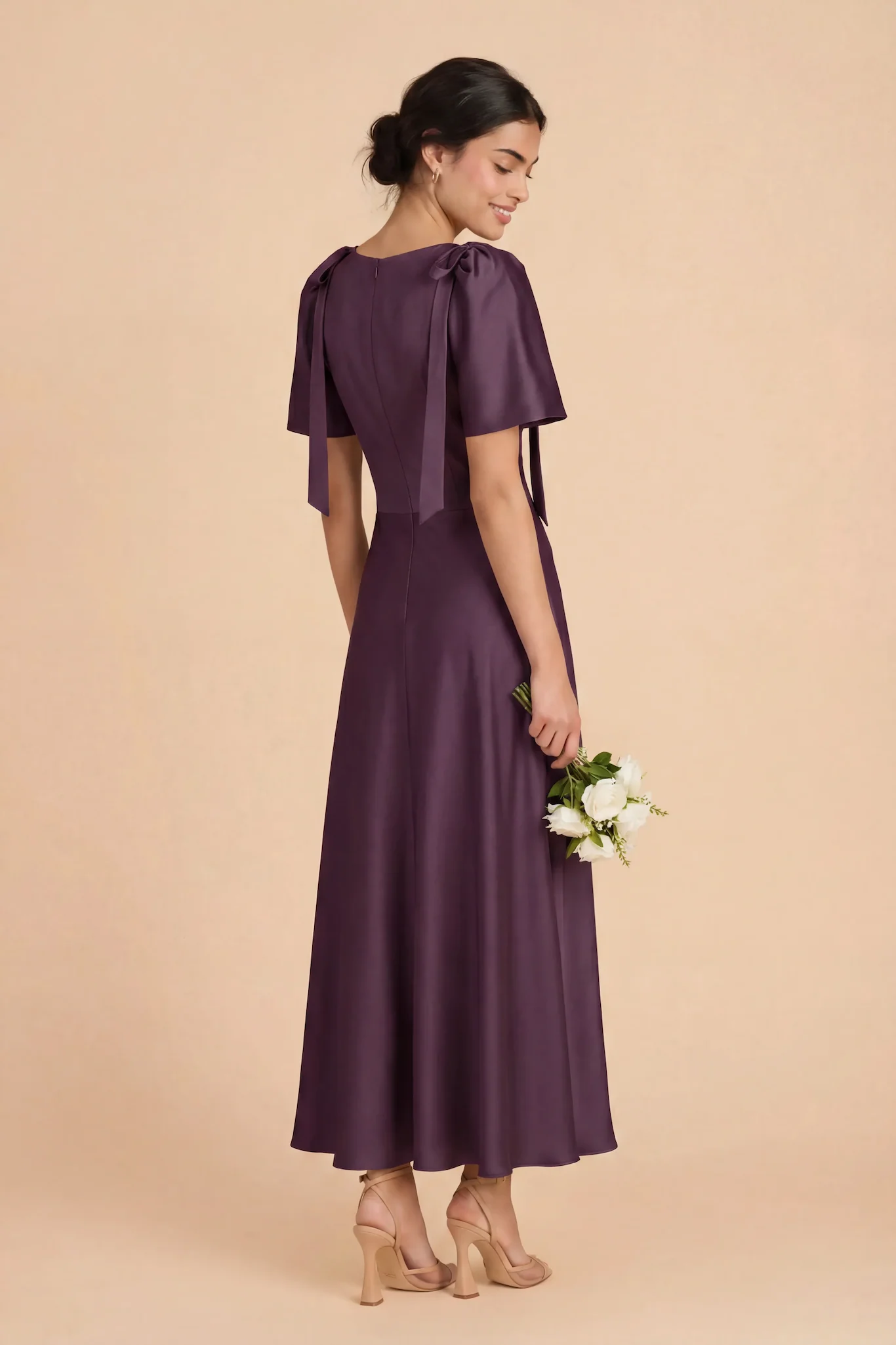 Jacqueline Matte Satin Dress - Plum - Image 5