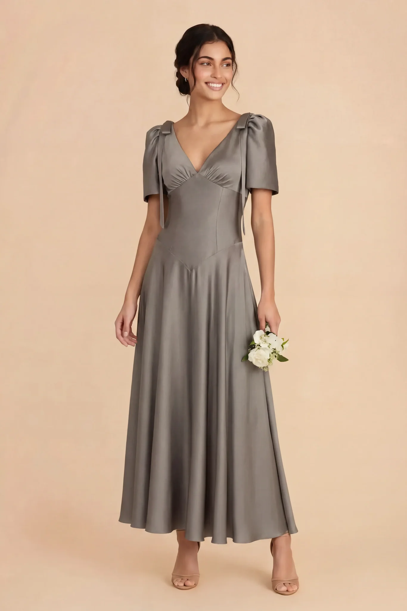 Jacqueline Matte Satin Dress - Quartz