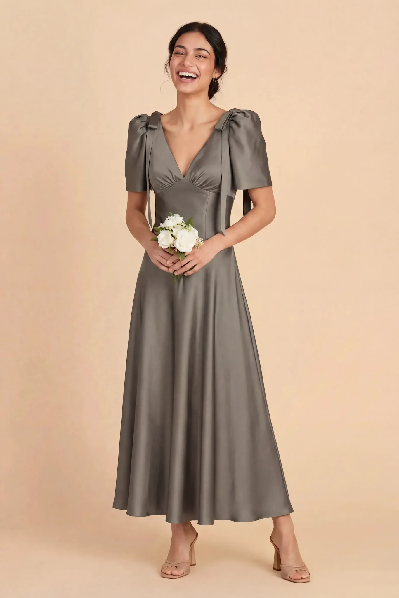 Jacqueline Matte Satin Dress - Quartz - Image 2