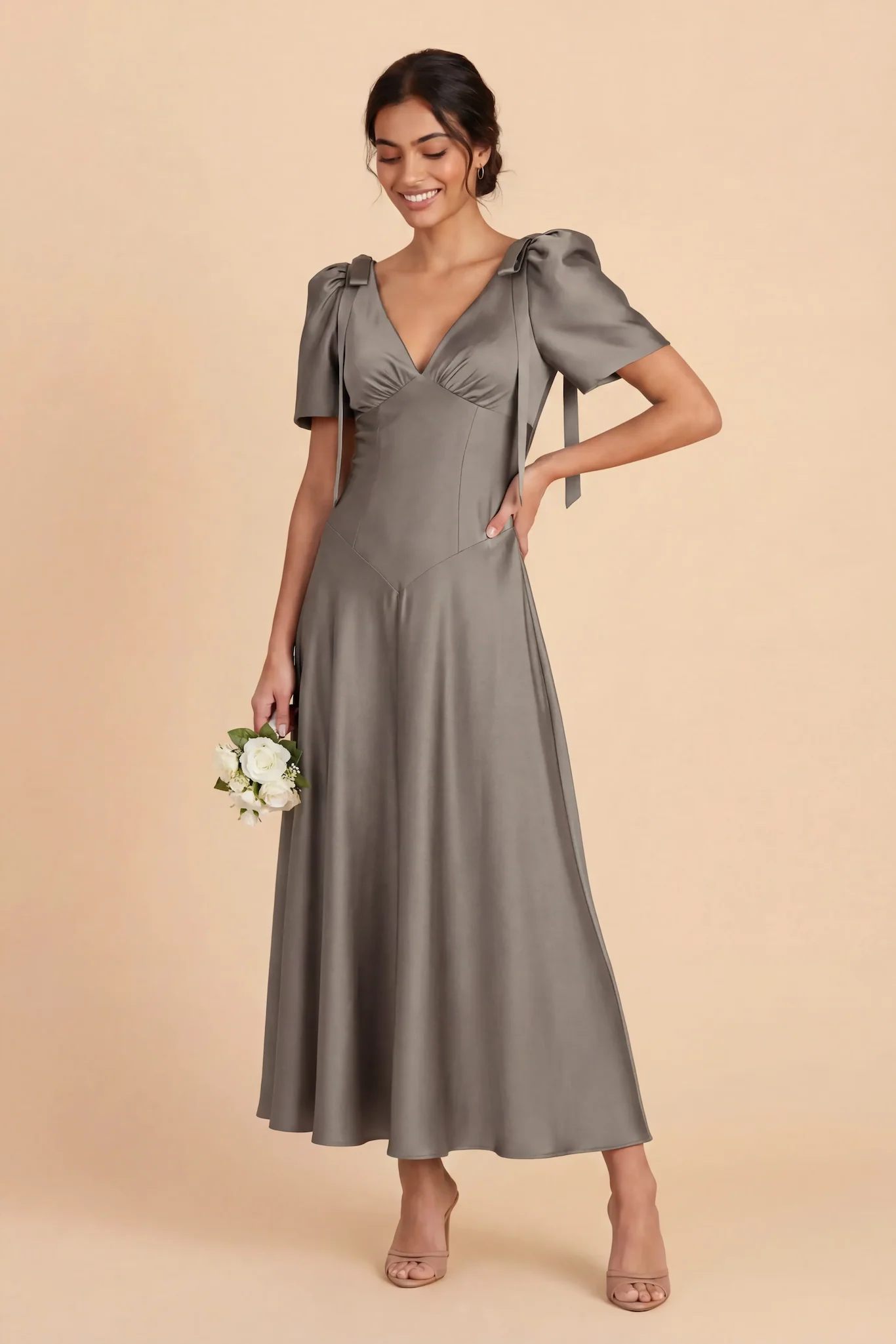 Jacqueline Matte Satin Dress - Quartz - Image 3