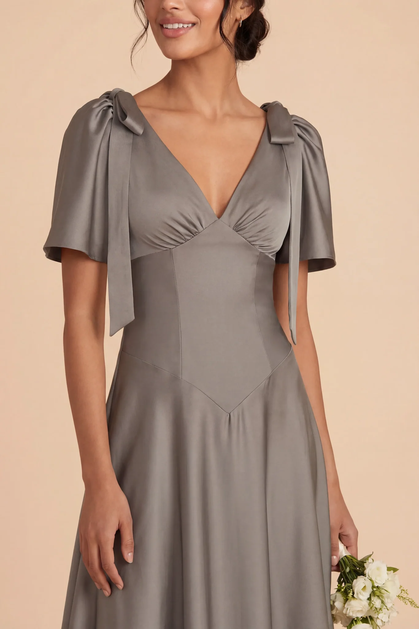 Jacqueline Matte Satin Dress - Quartz - Image 4