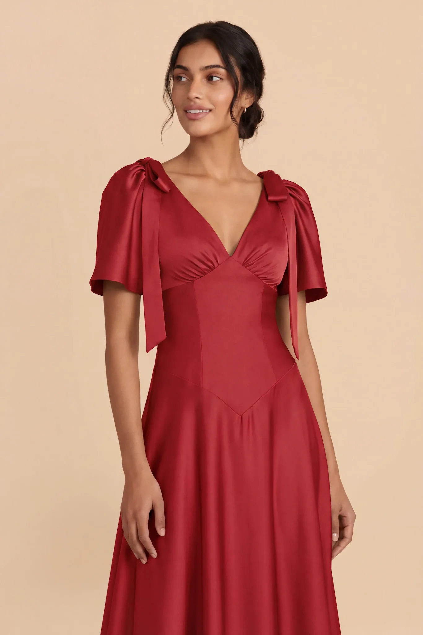 Jacqueline Matte Satin Dress - Ruby Red - Image 4