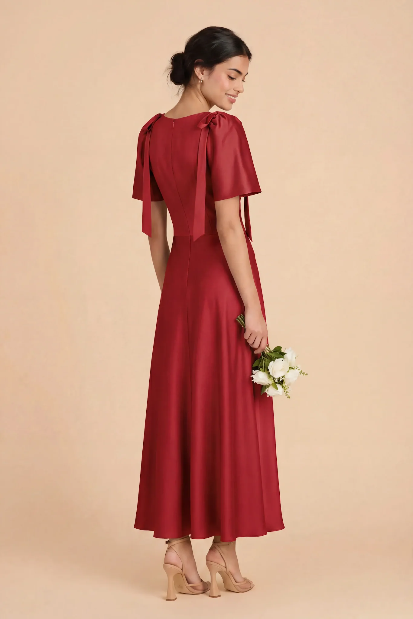 Jacqueline Matte Satin Dress - Ruby Red - Image 5