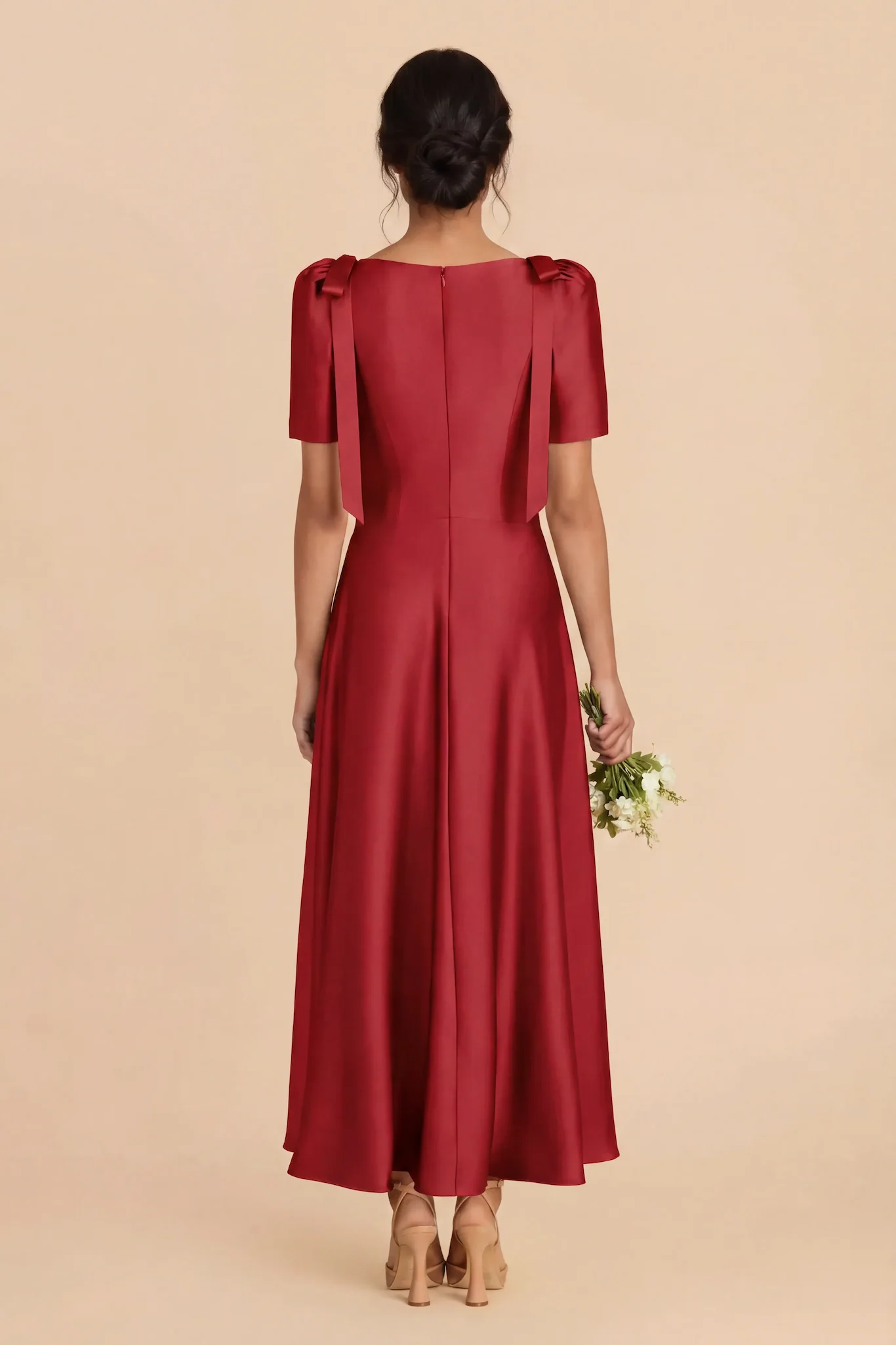 Jacqueline Matte Satin Dress - Ruby Red - Image 6