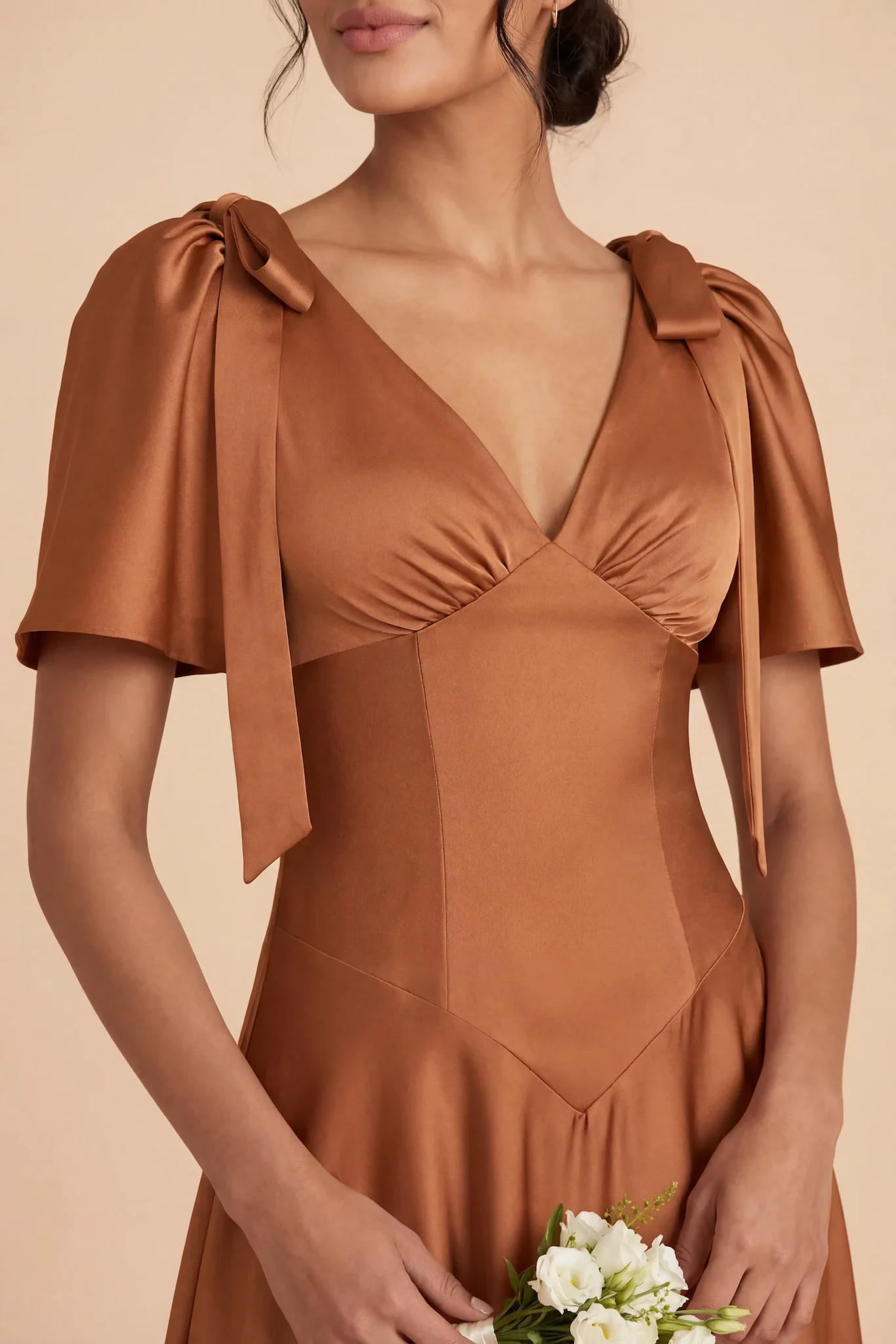 Jacqueline Matte Satin Dress - Rust - Image 4