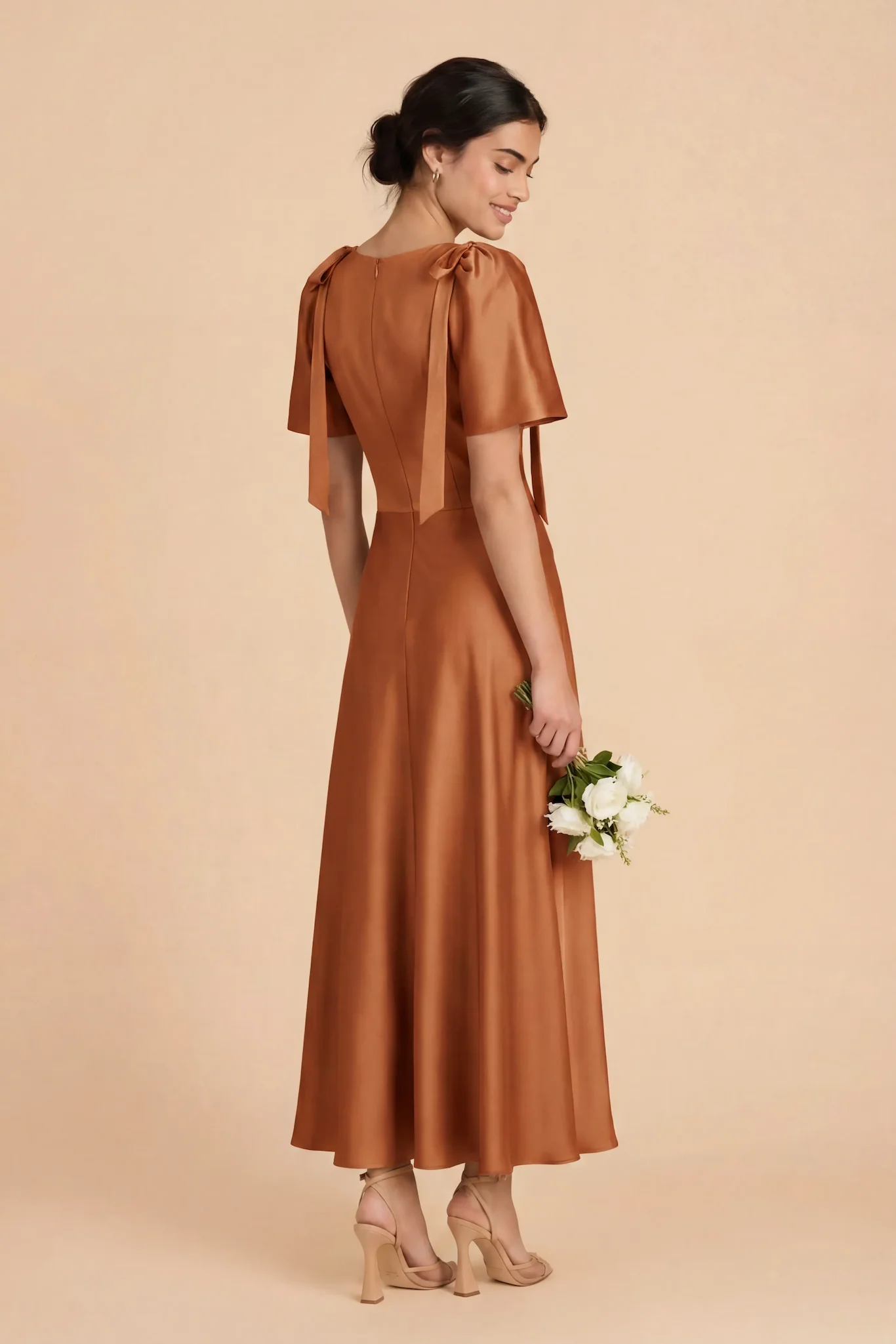 Jacqueline Matte Satin Dress - Rust - Image 5