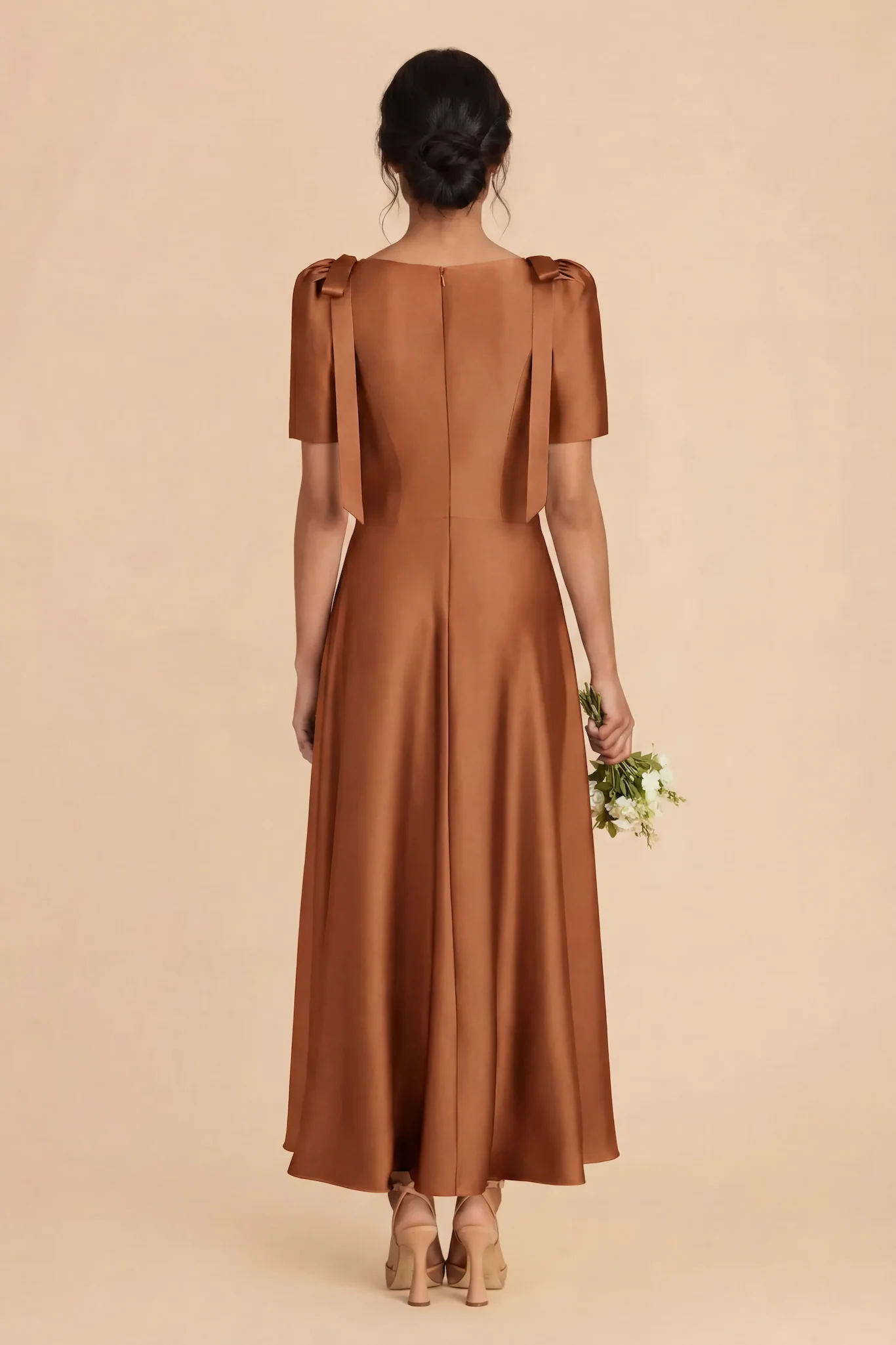 Jacqueline Matte Satin Dress - Rust - Image 6
