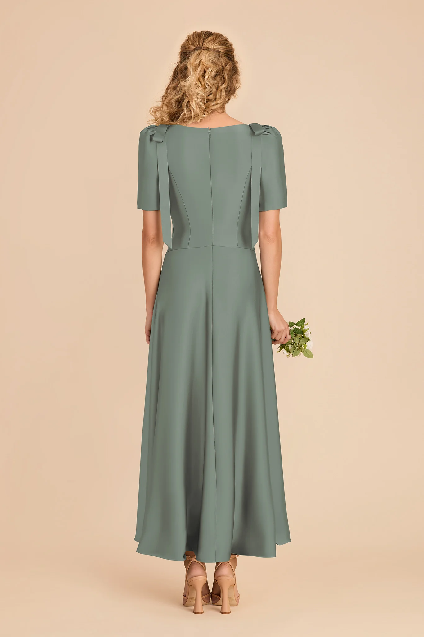 Jacqueline Matte Satin Dress - Sea Glass - Image 5