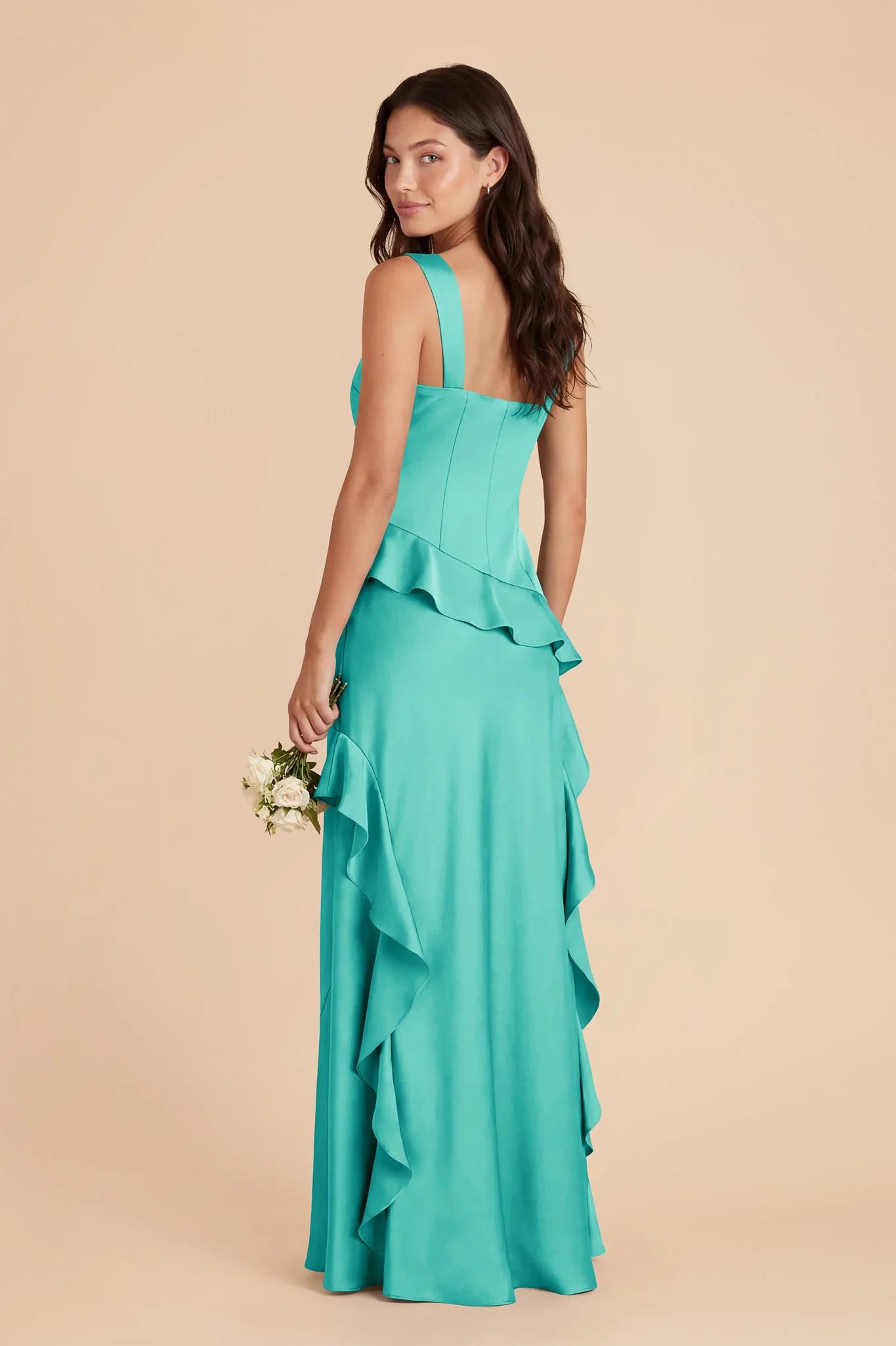 Jana Matte Satin Dress - Aquamarine - Image 4