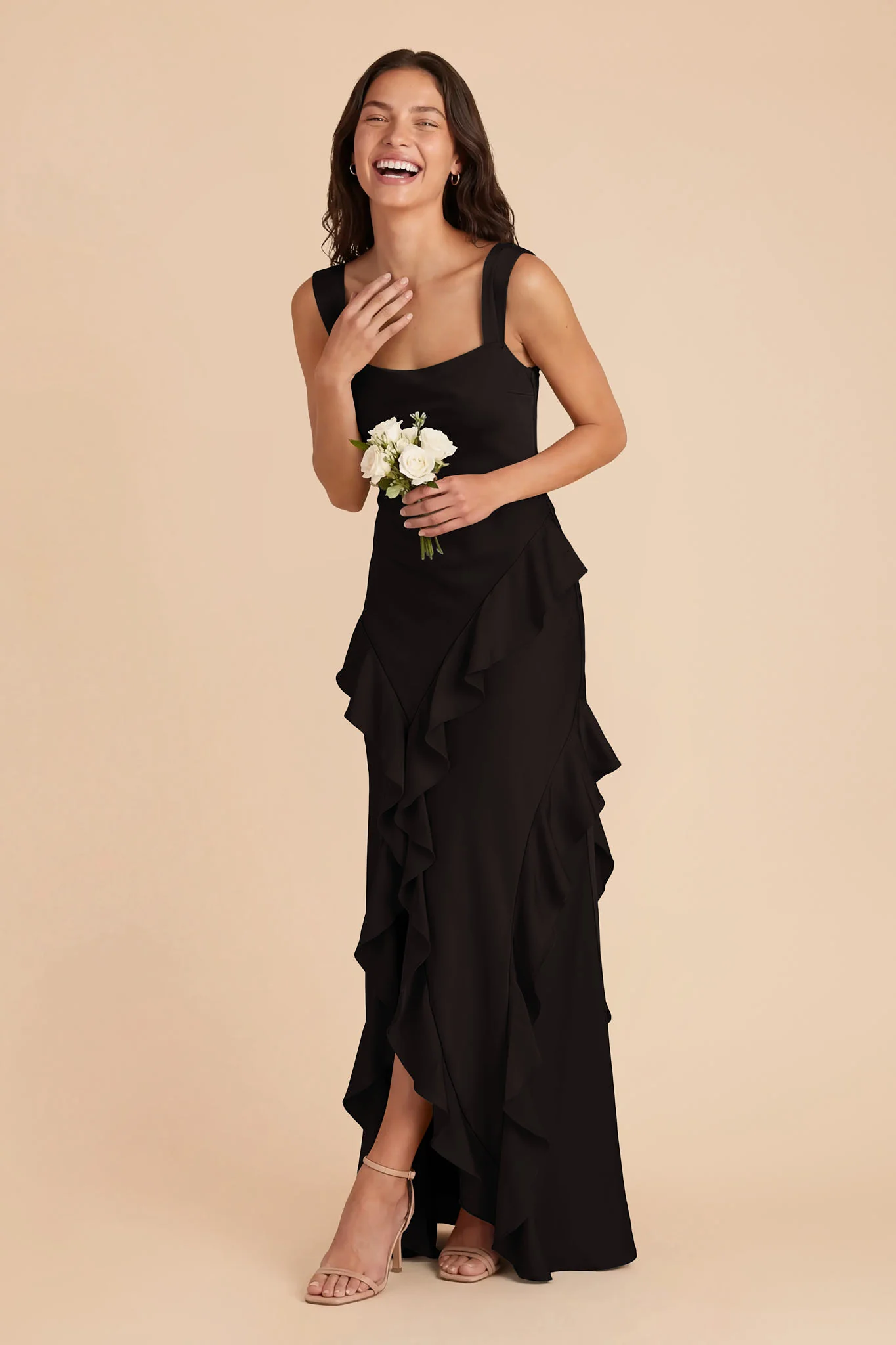 Jana Matte Satin Dress - Black - Image 3
