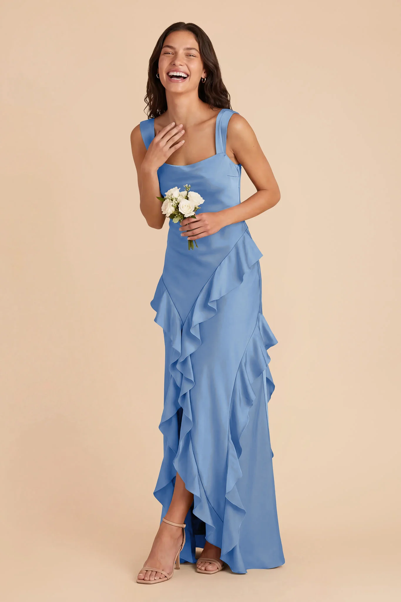 Jana Matte Satin Dress - Bluebell - Image 3