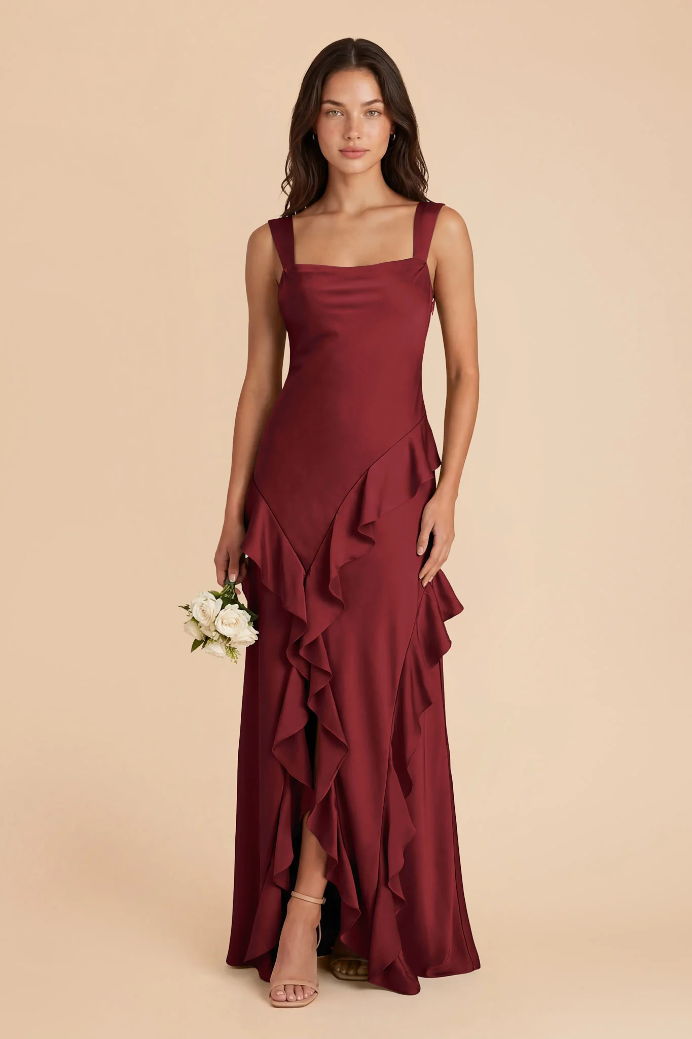 Jana Matte Satin Dress - Burgundy