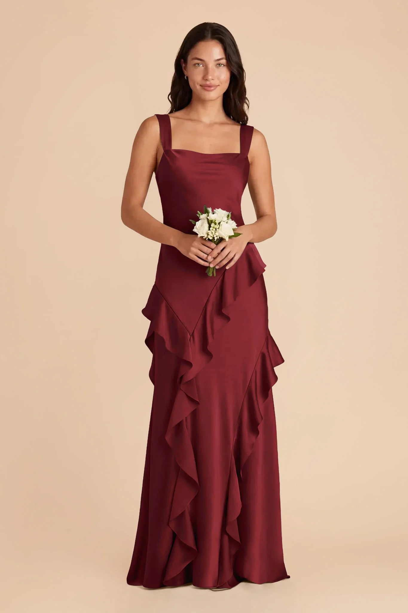 Jana Matte Satin Dress - Burgundy - Image 2