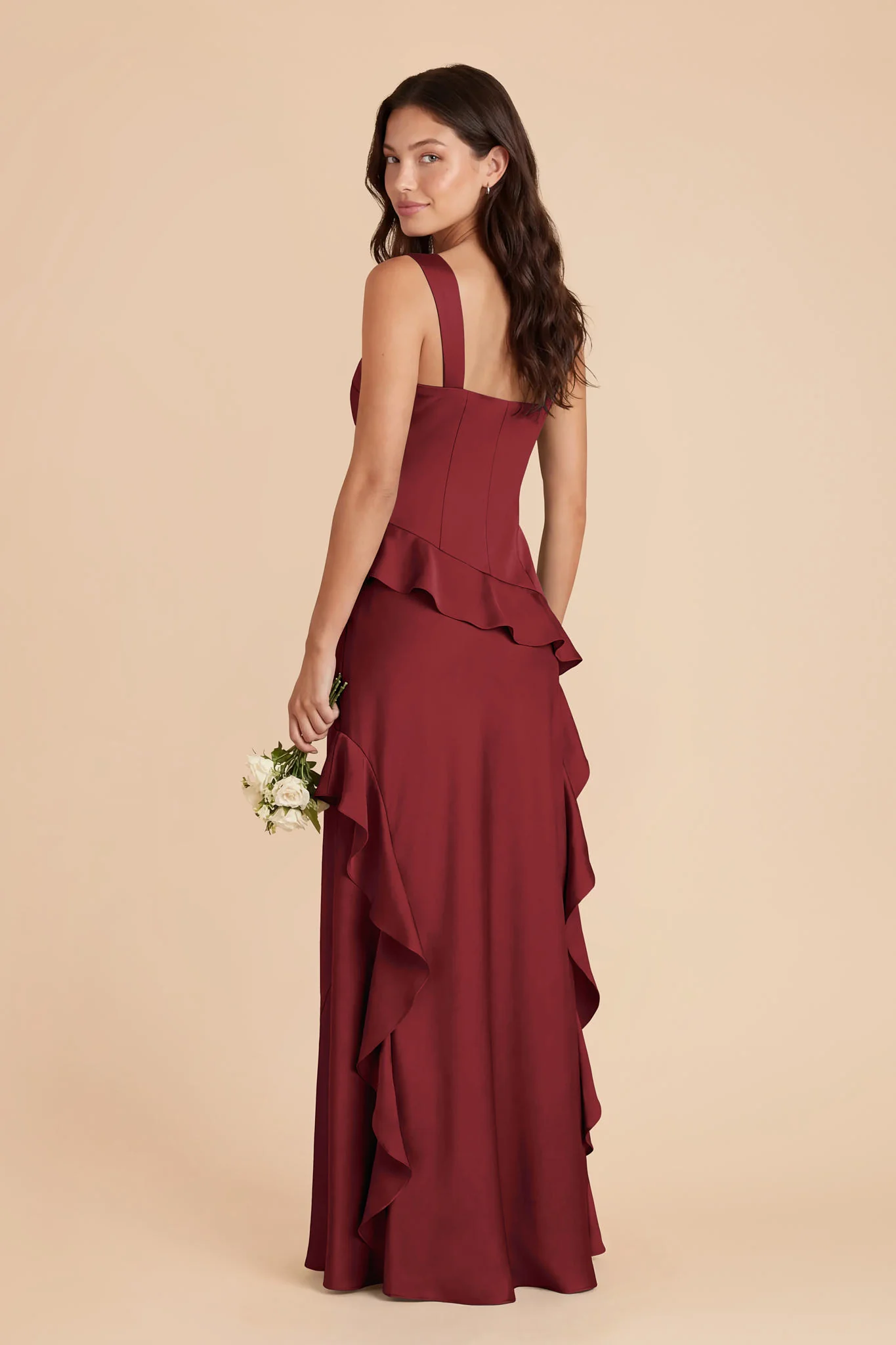 Jana Matte Satin Dress - Burgundy - Image 4