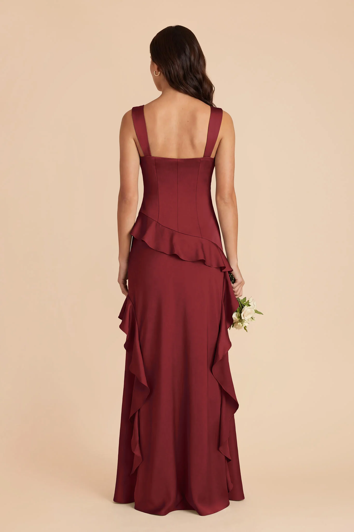 Jana Matte Satin Dress - Burgundy - Image 5