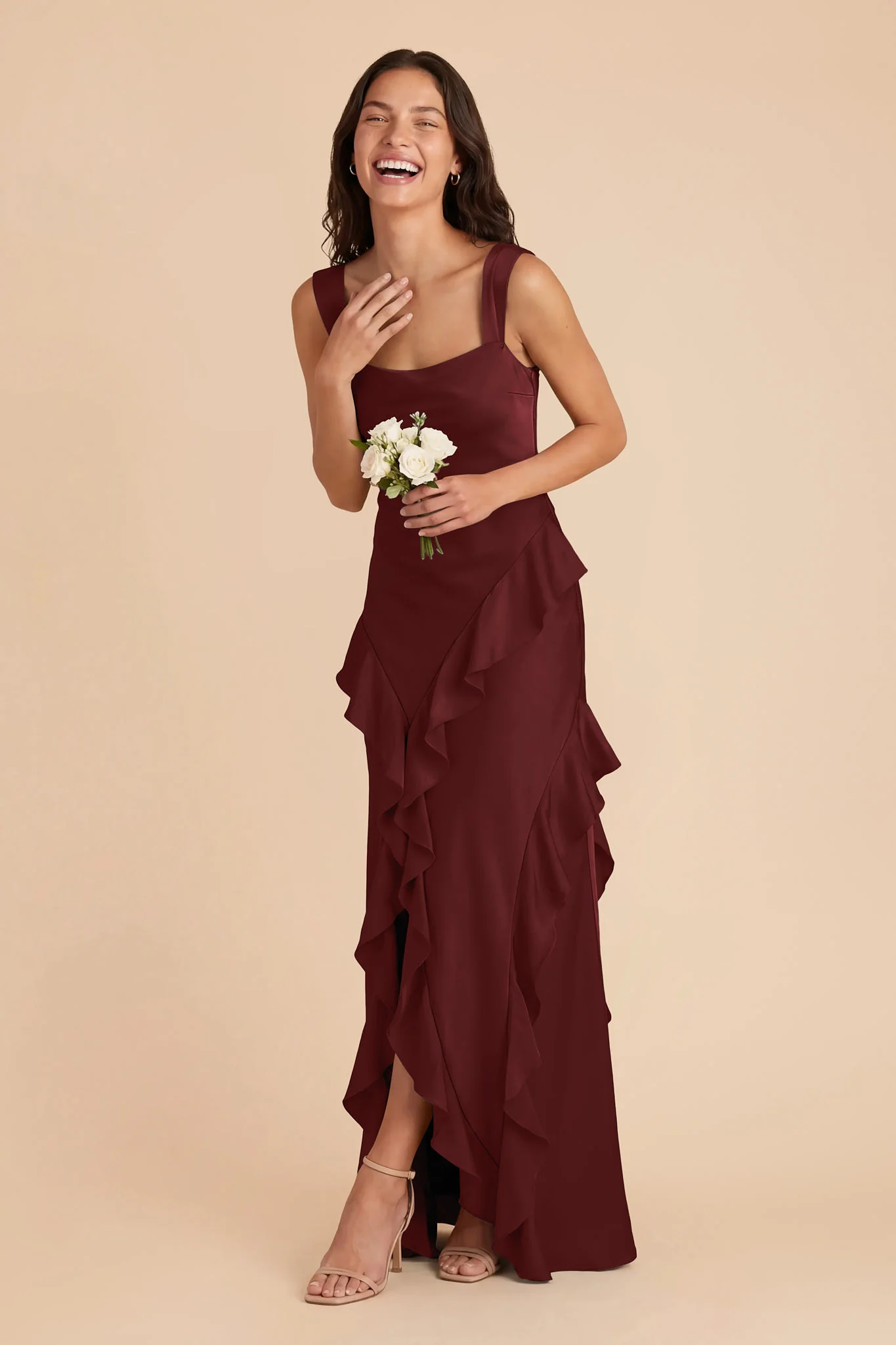 Jana Matte Satin Dress - Cabernet - Image 3