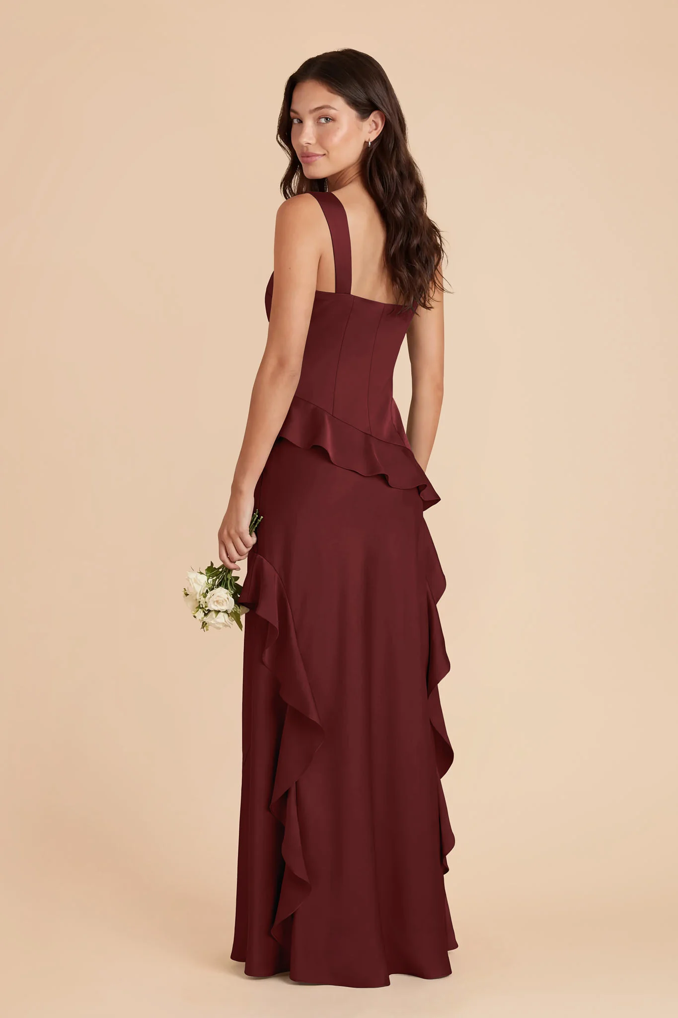 Jana Matte Satin Dress - Cabernet - Image 4