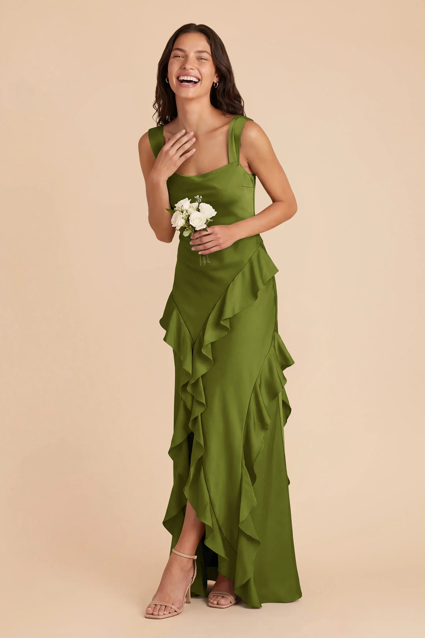 Jana Matte Satin Dress - Cactus - Image 3