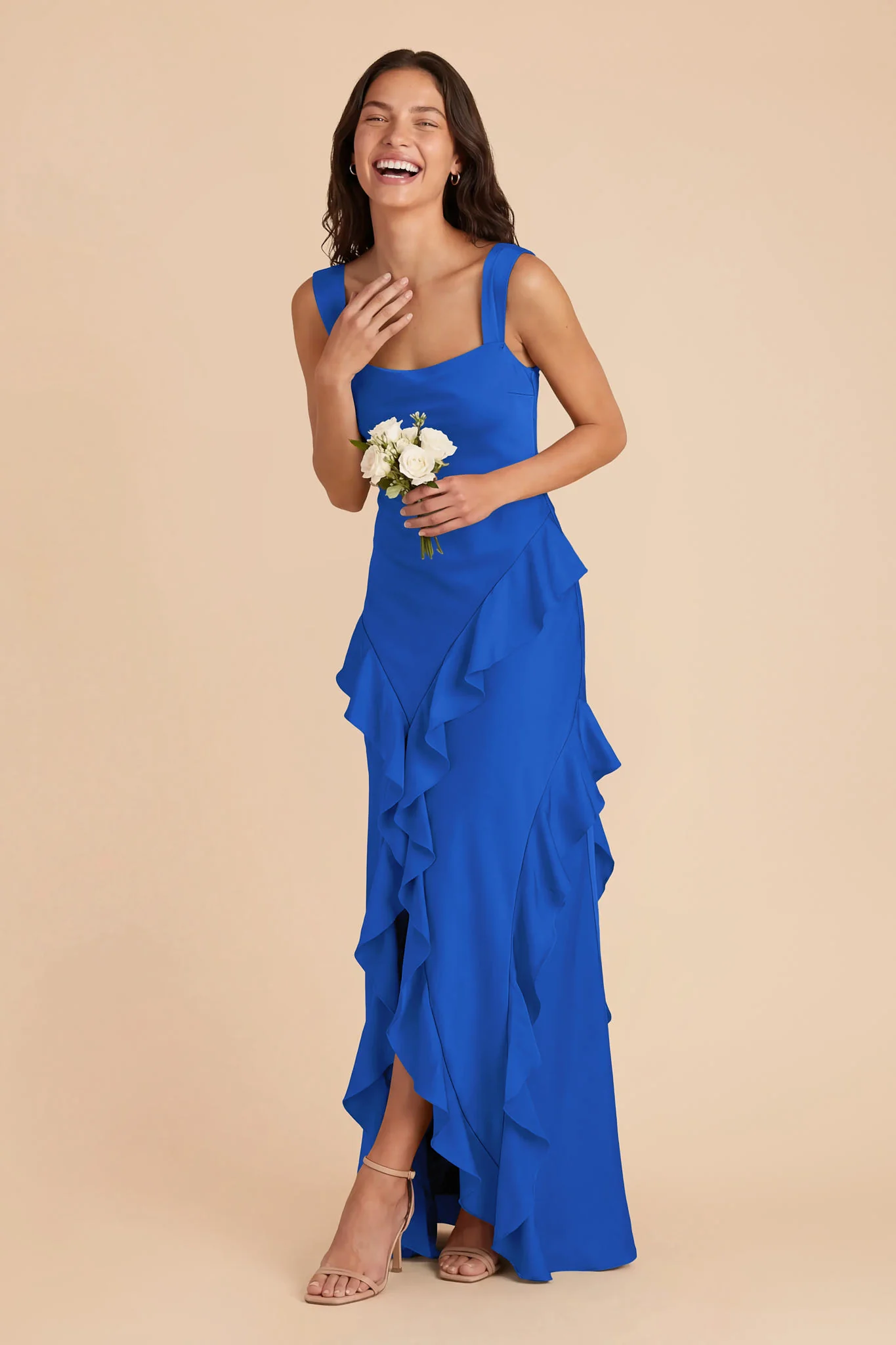 Jana Matte Satin Dress - Cobalt Blue - Image 3