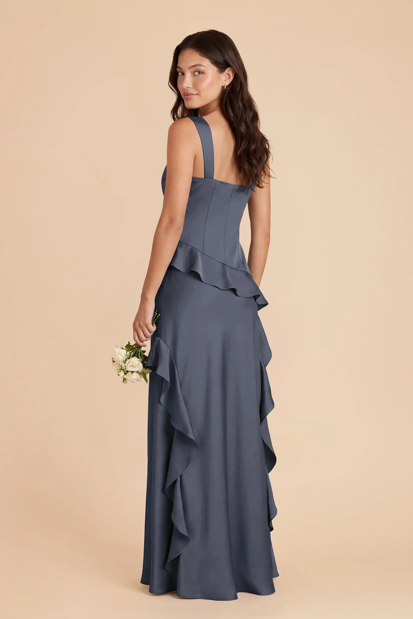Jana Matte Satin Dress - Dusk Blue - Image 4