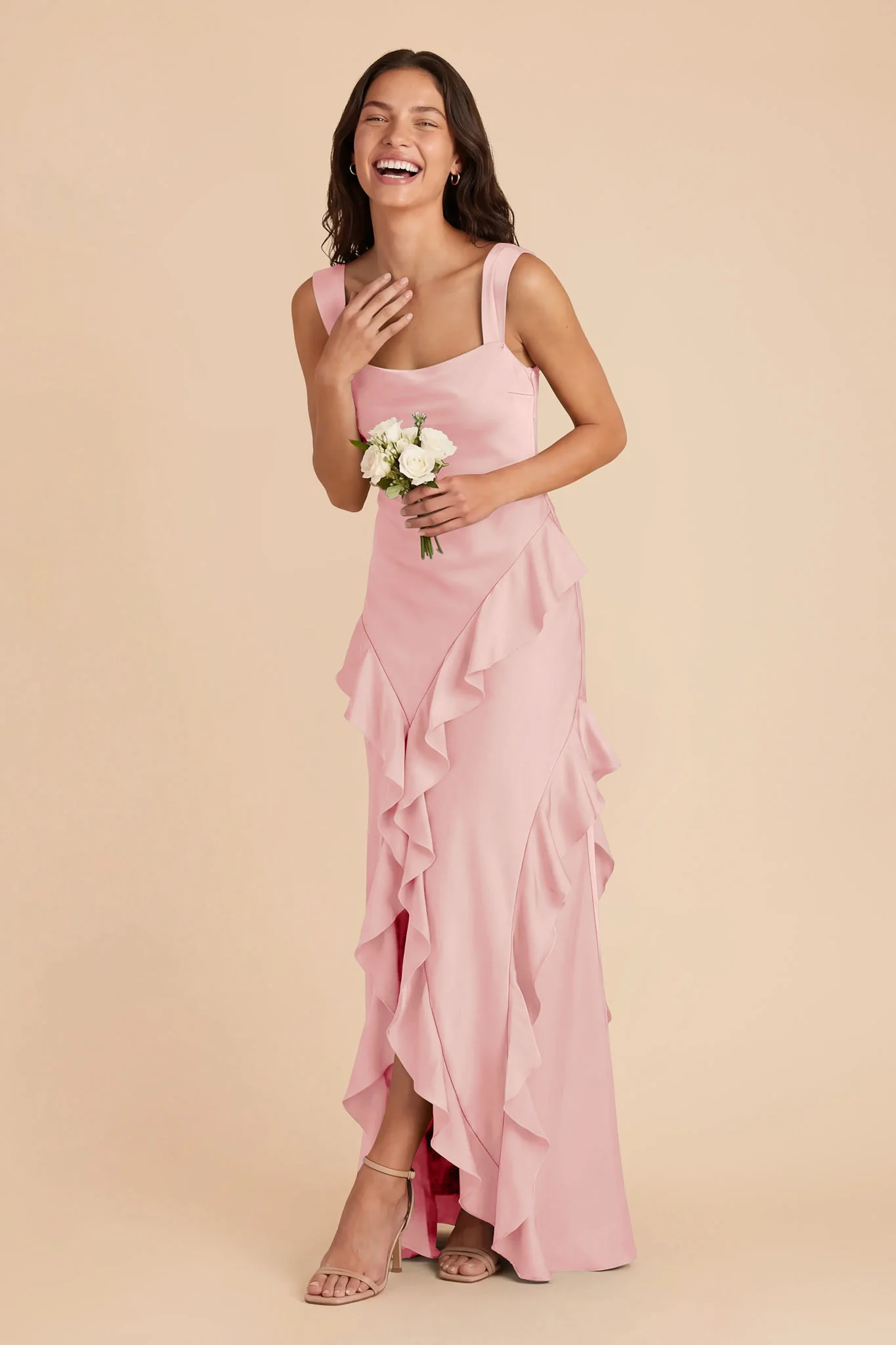 Jana Matte Satin Dress - Fondant Pink - Image 3