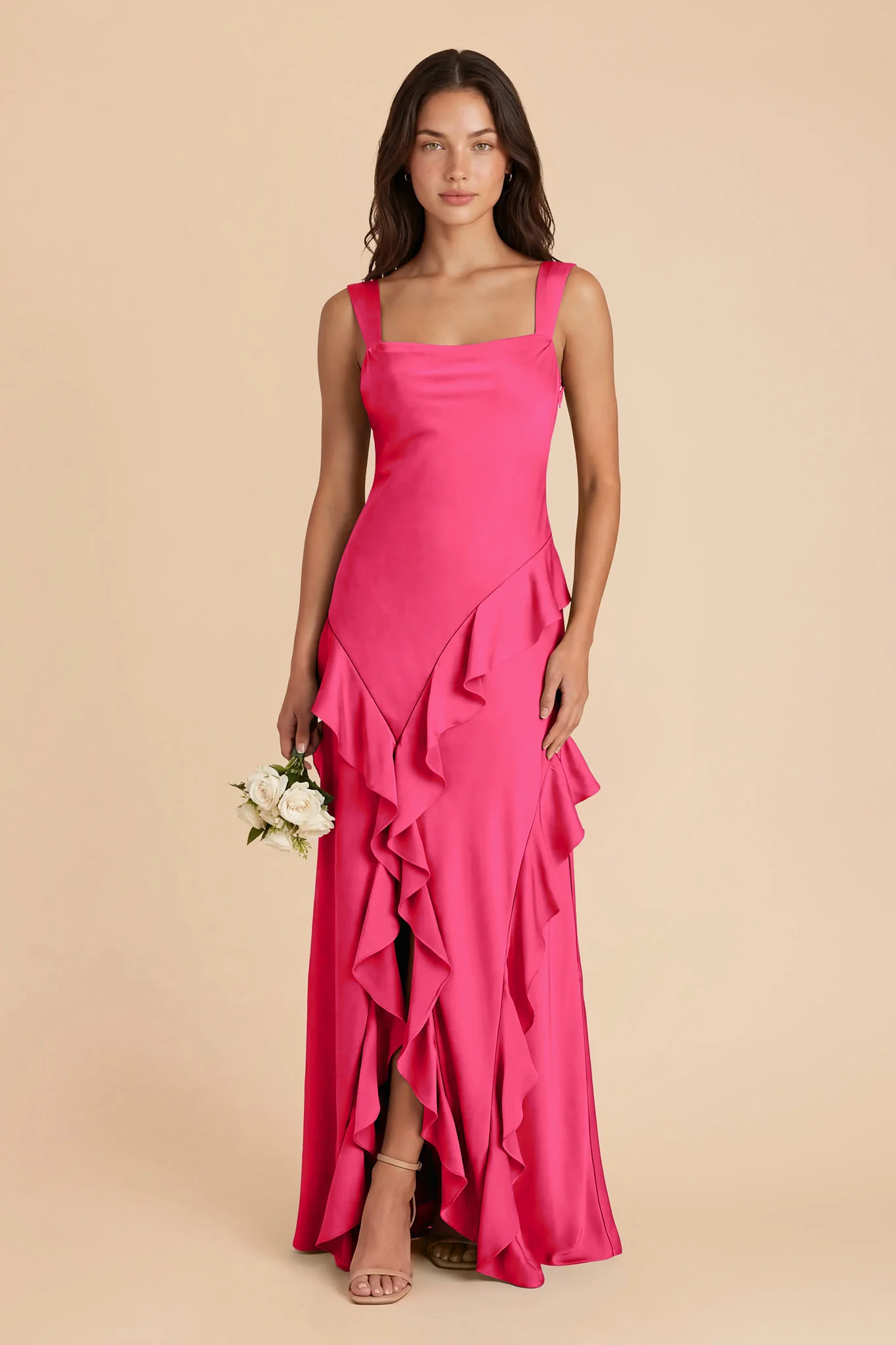 Jana Matte Satin Dress - Fuchsia